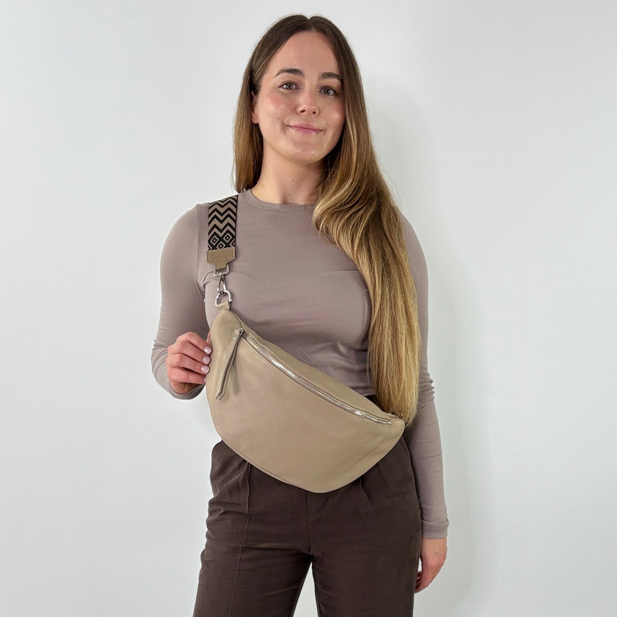 lepelou - leder - Bauchtasche - XL Bauchtasche LARA beige - LPBLARBEIE1