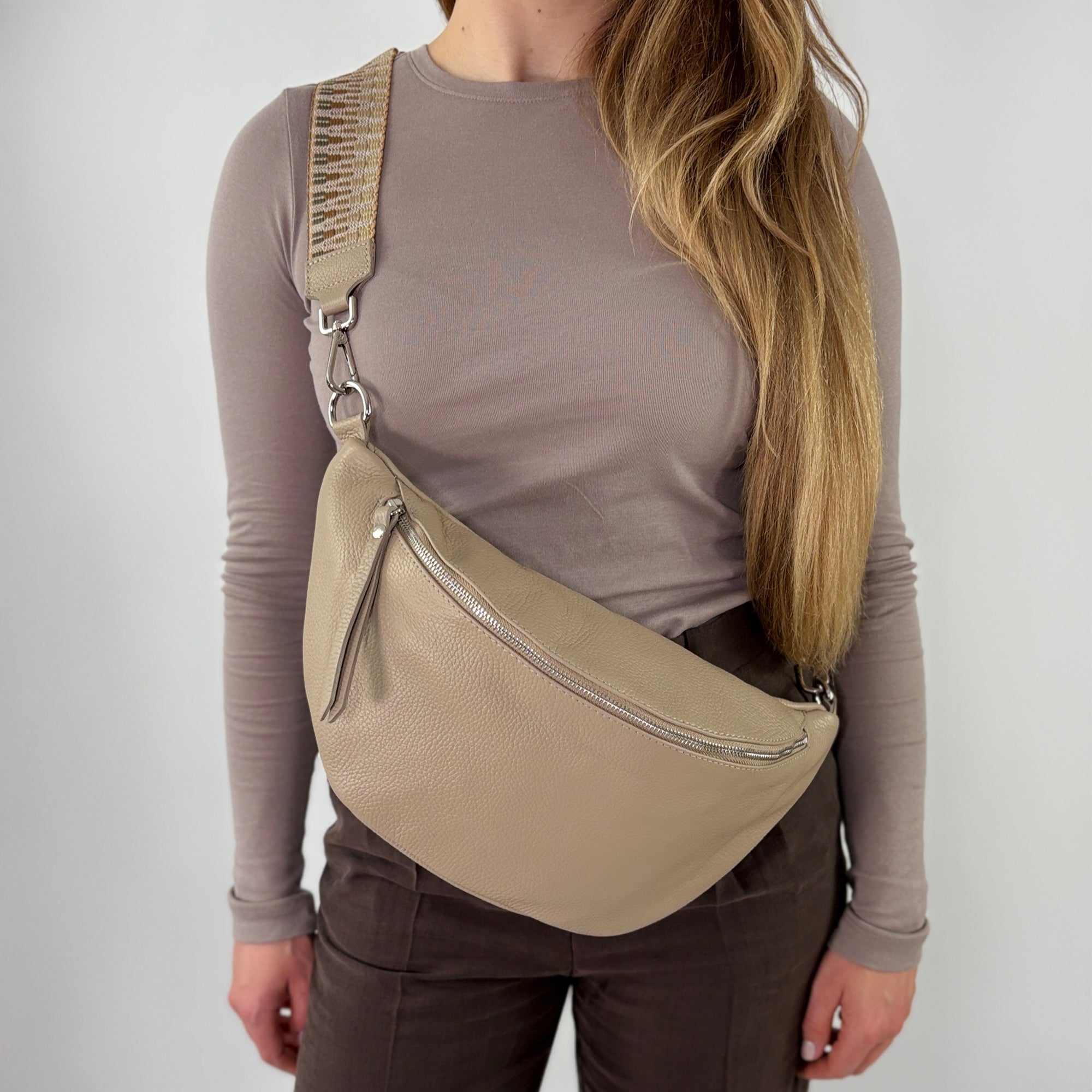 lepelou - leder - Bauchtasche - XL Bauchtasche LARA beige - LPBLARBEIE3