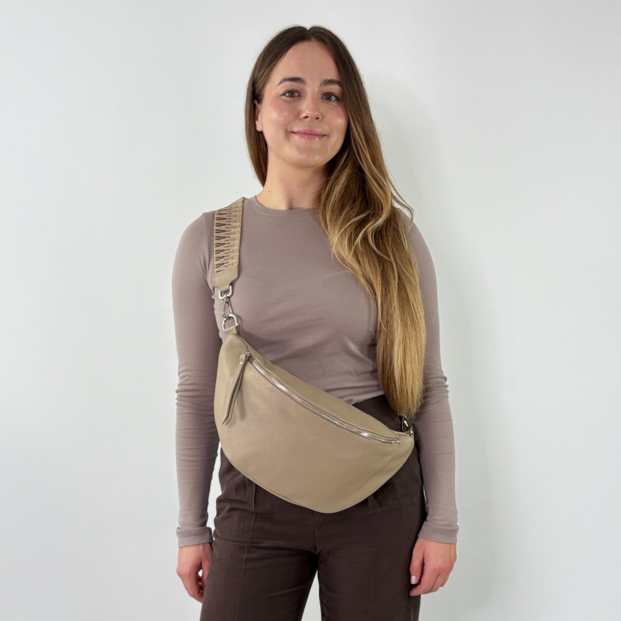 lepelou - leder - Bauchtasche - XL Bauchtasche LARA beige - LPBLARBEIE3