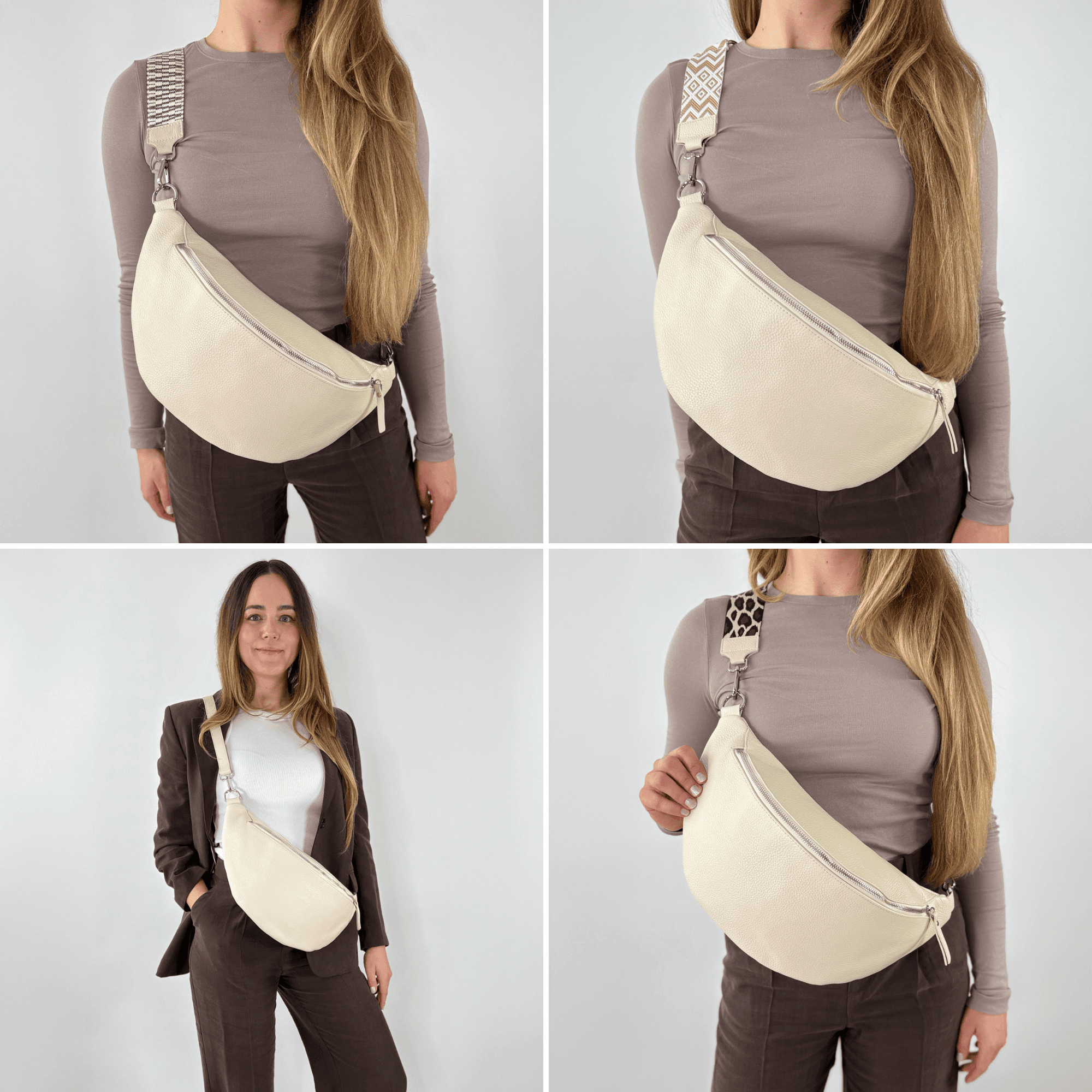 lepelou - leder - Bauchtasche - XL Bauchtasche LARA creme - LPBLARCREE