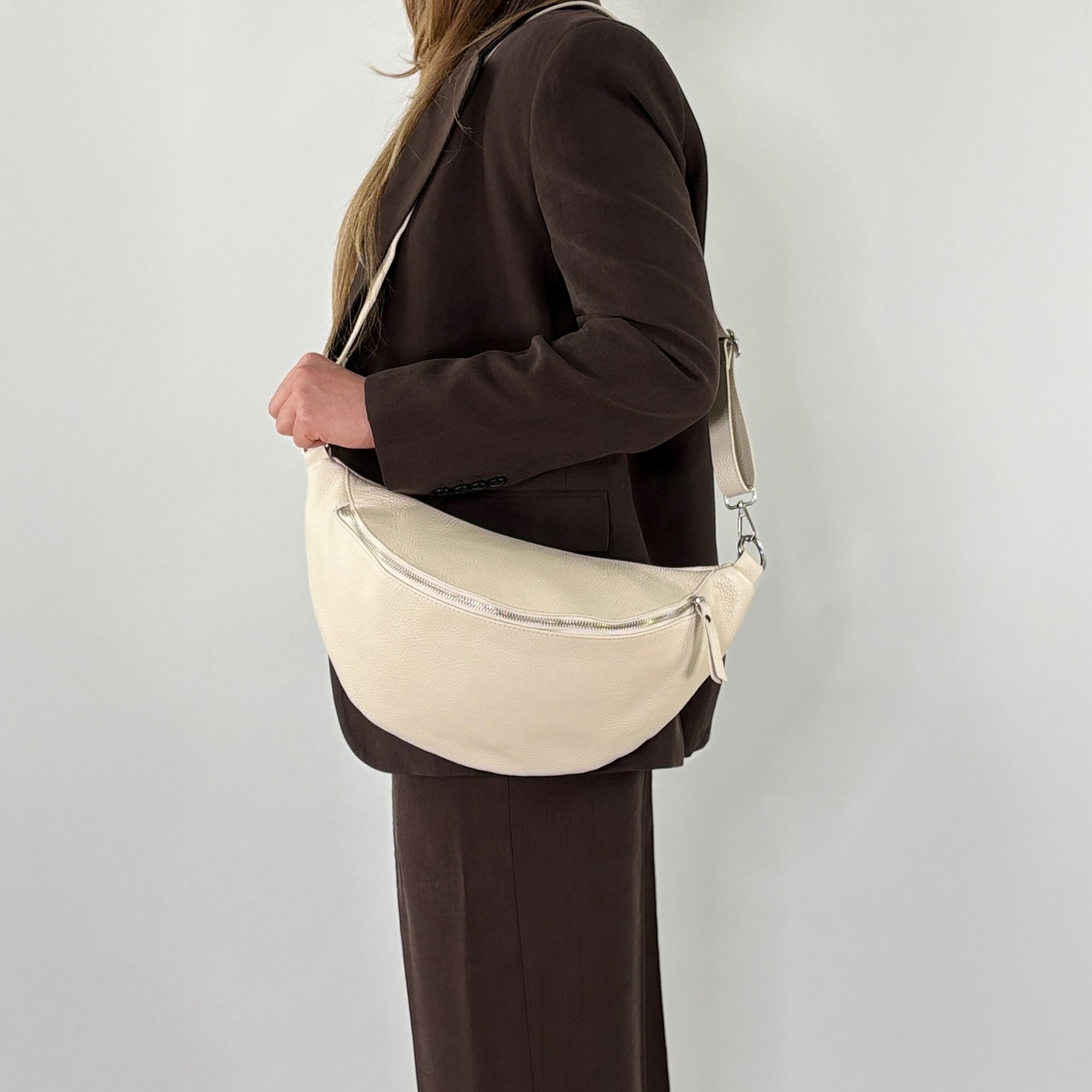 lepelou - leder - Bauchtasche - XL Bauchtasche LARA creme - LPBLARCREE