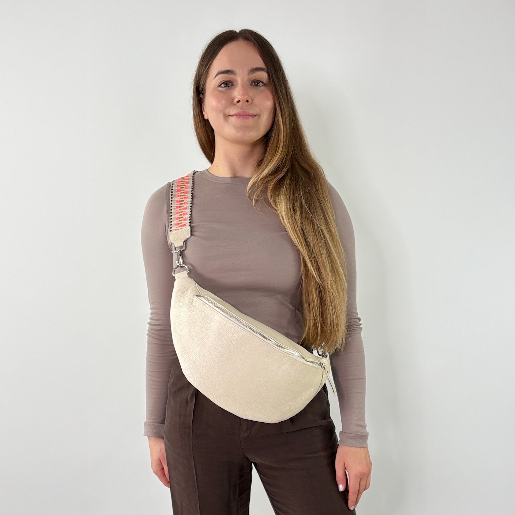 lepelou - leder - Bauchtasche - XL Bauchtasche LARA creme - LPBLARCREE2