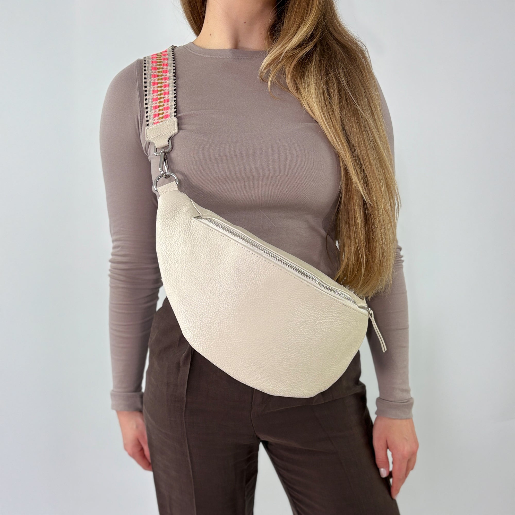 lepelou - leder - Bauchtasche - XL Bauchtasche LARA creme - LPBLARCREE2