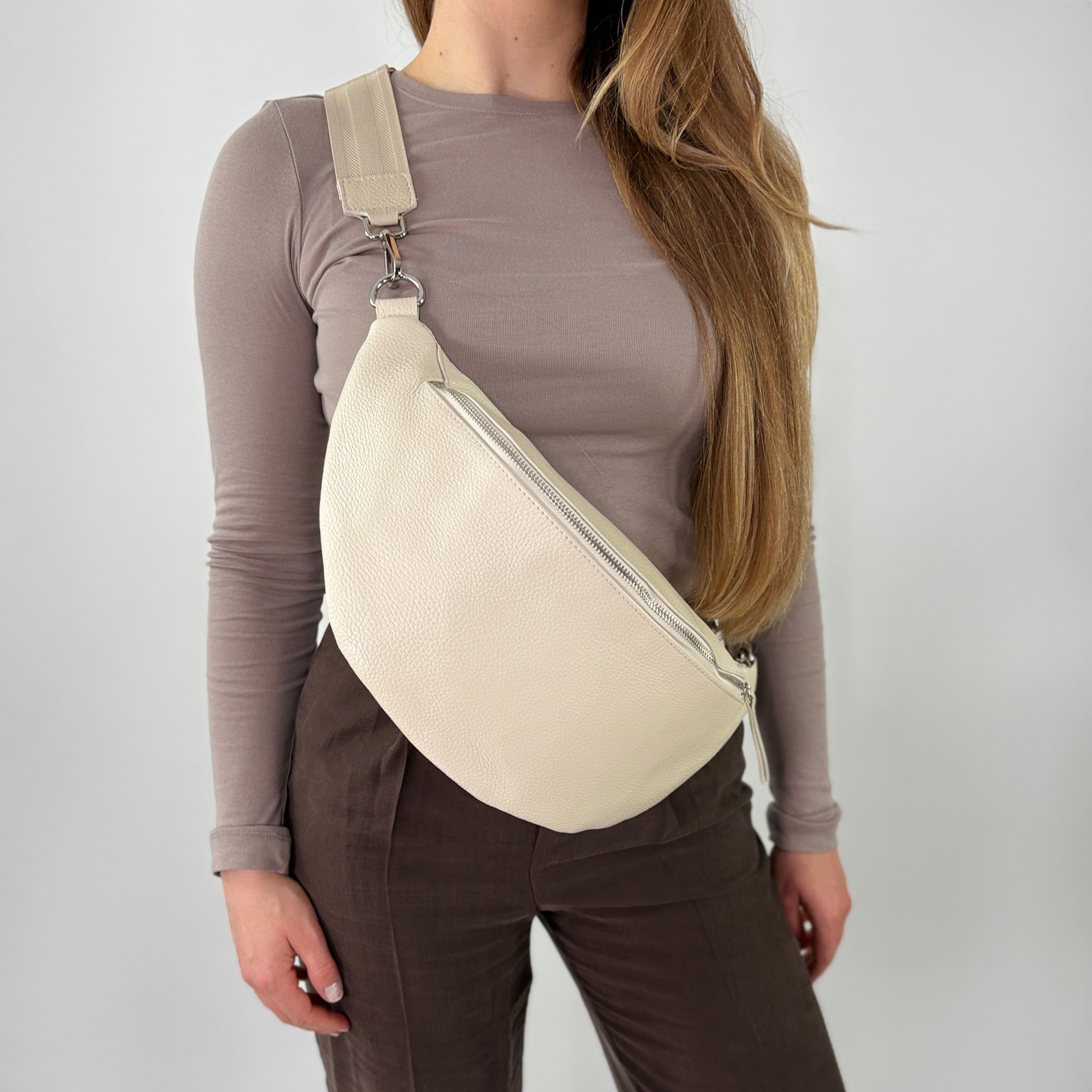 lepelou - leder - Bauchtasche - XL Bauchtasche LARA creme - LPBLARCREE5