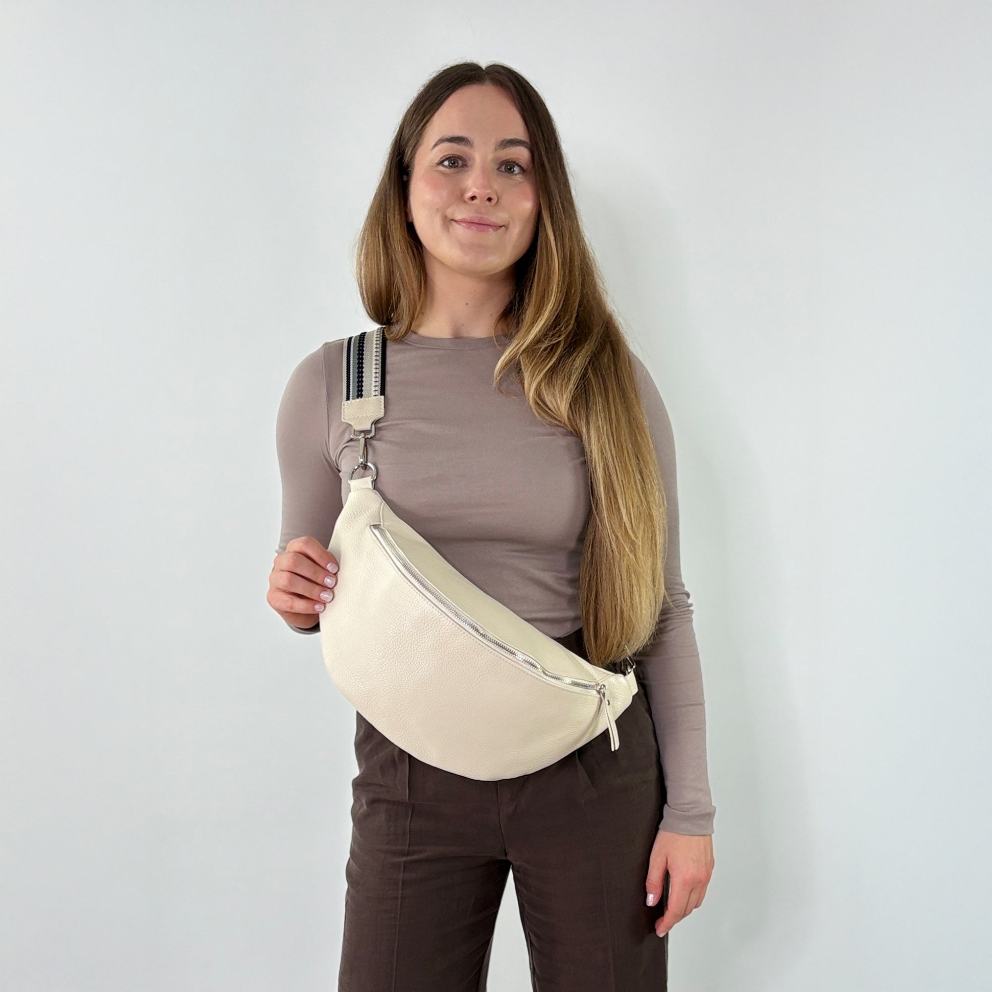 lepelou - leder - Bauchtasche - XL Bauchtasche LARA creme - LPBLARCREE6