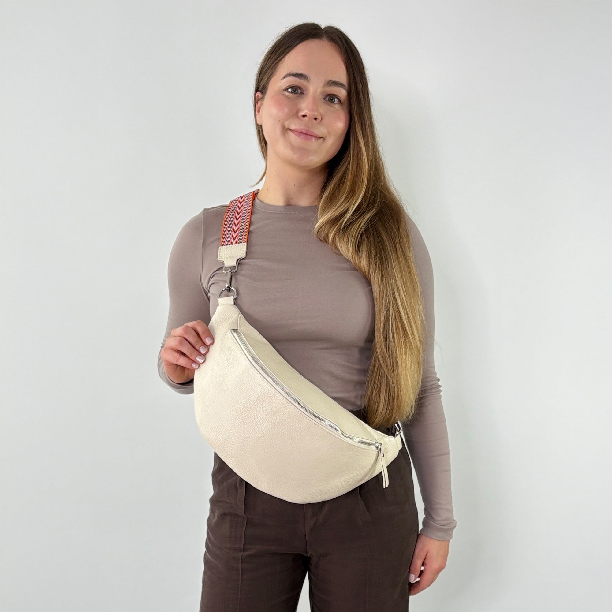 lepelou - leder - Bauchtasche - XL Bauchtasche LARA creme - LPBLARCREE8