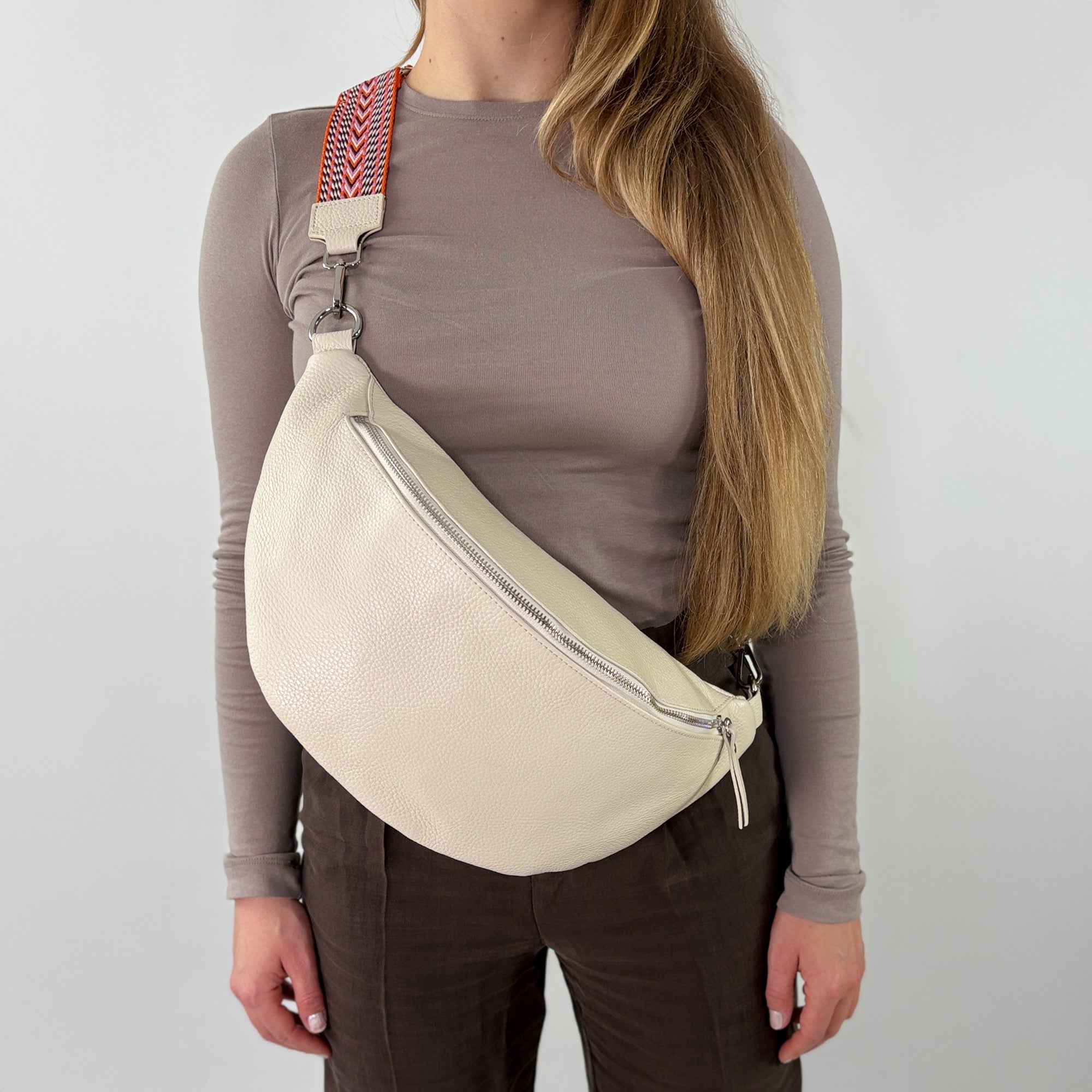 lepelou - leder - Bauchtasche - XL Bauchtasche LARA creme - LPBLARCREE8