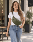 lepelou-leder-Bauchtasche-XL Bauchtasche LARA khaki -LPBLARKHAE
