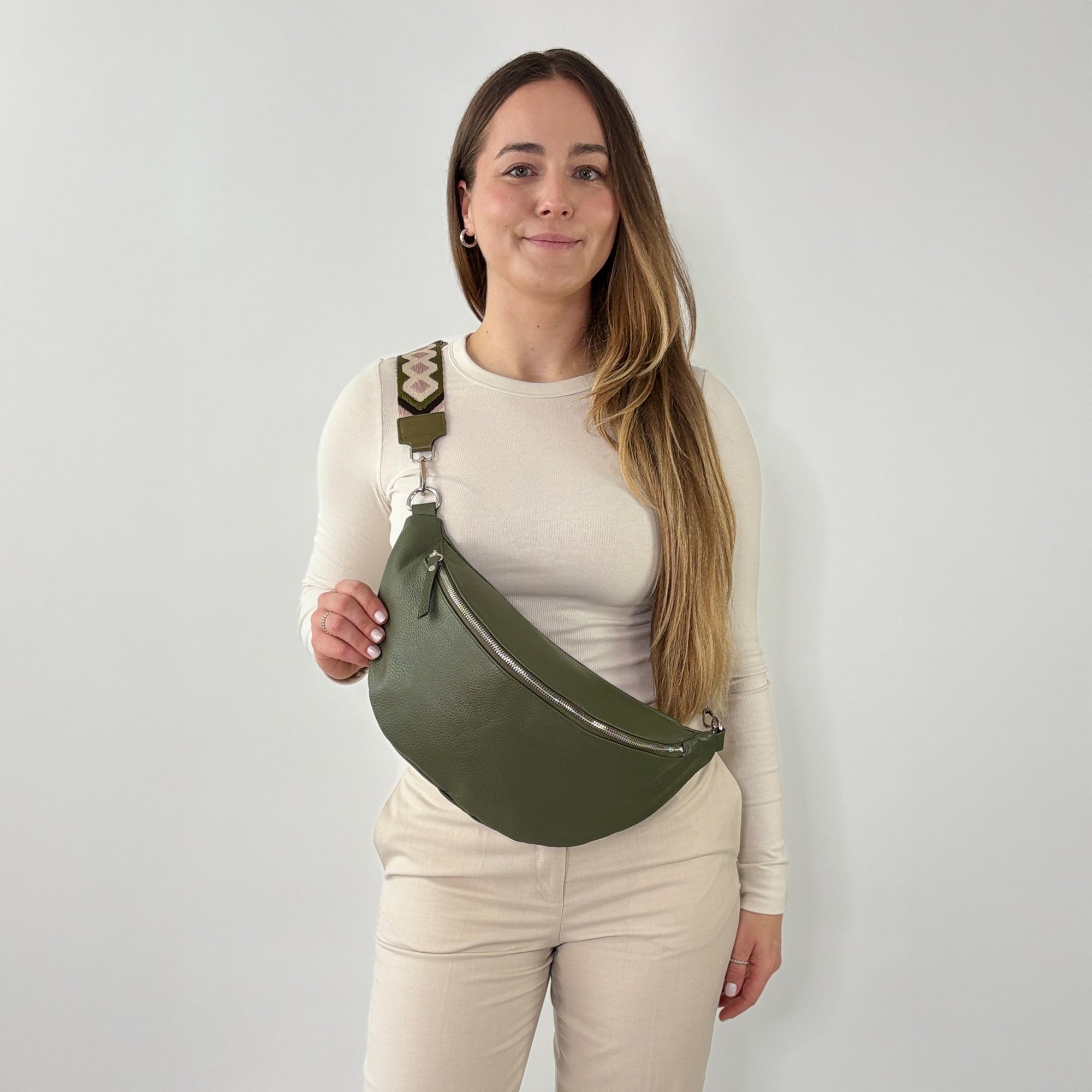 lepelou - leder - Bauchtasche - XL Bauchtasche LARA khaki - LPBLARKHAE1