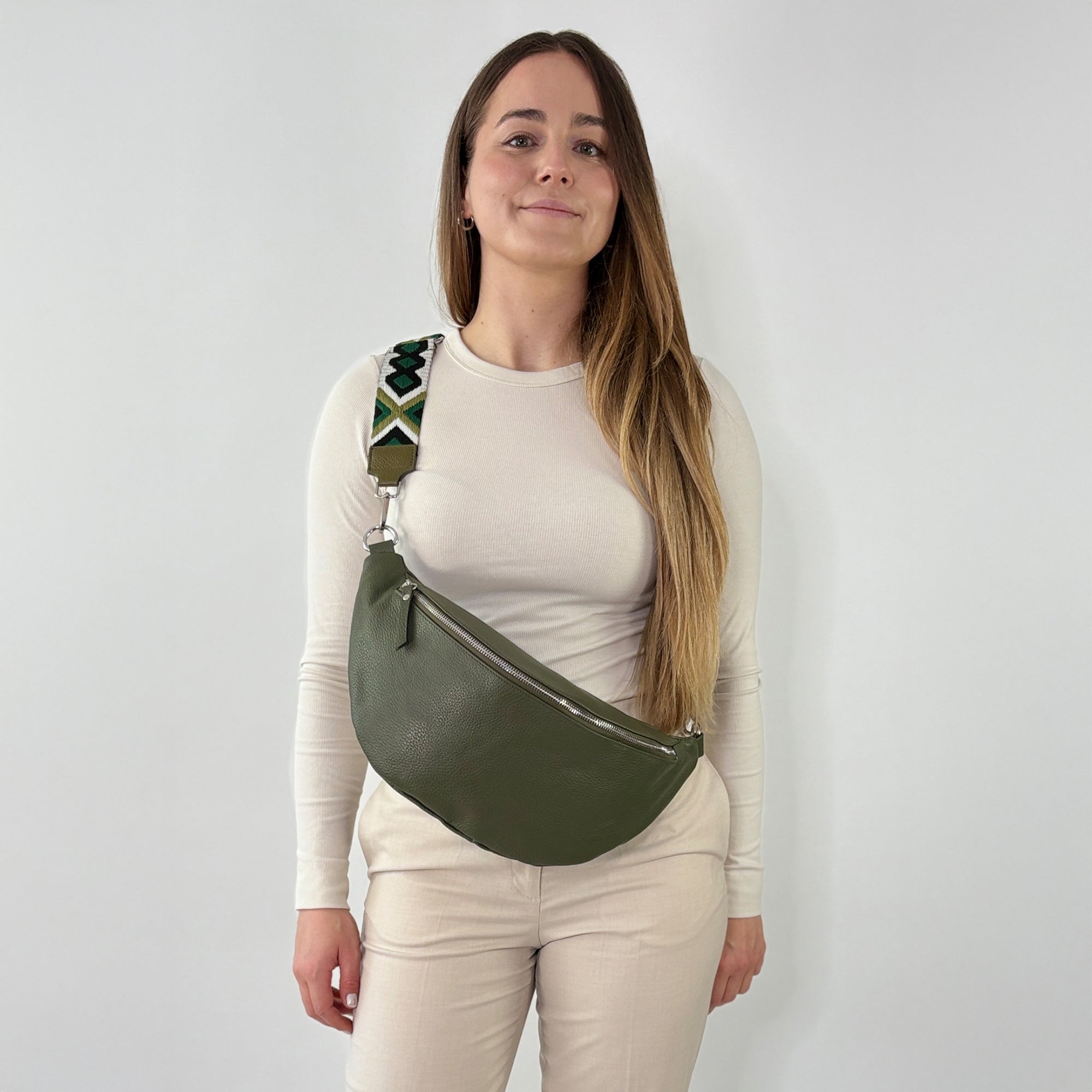 lepelou - leder - Bauchtasche - XL Bauchtasche LARA khaki - LPBLARKHAE4