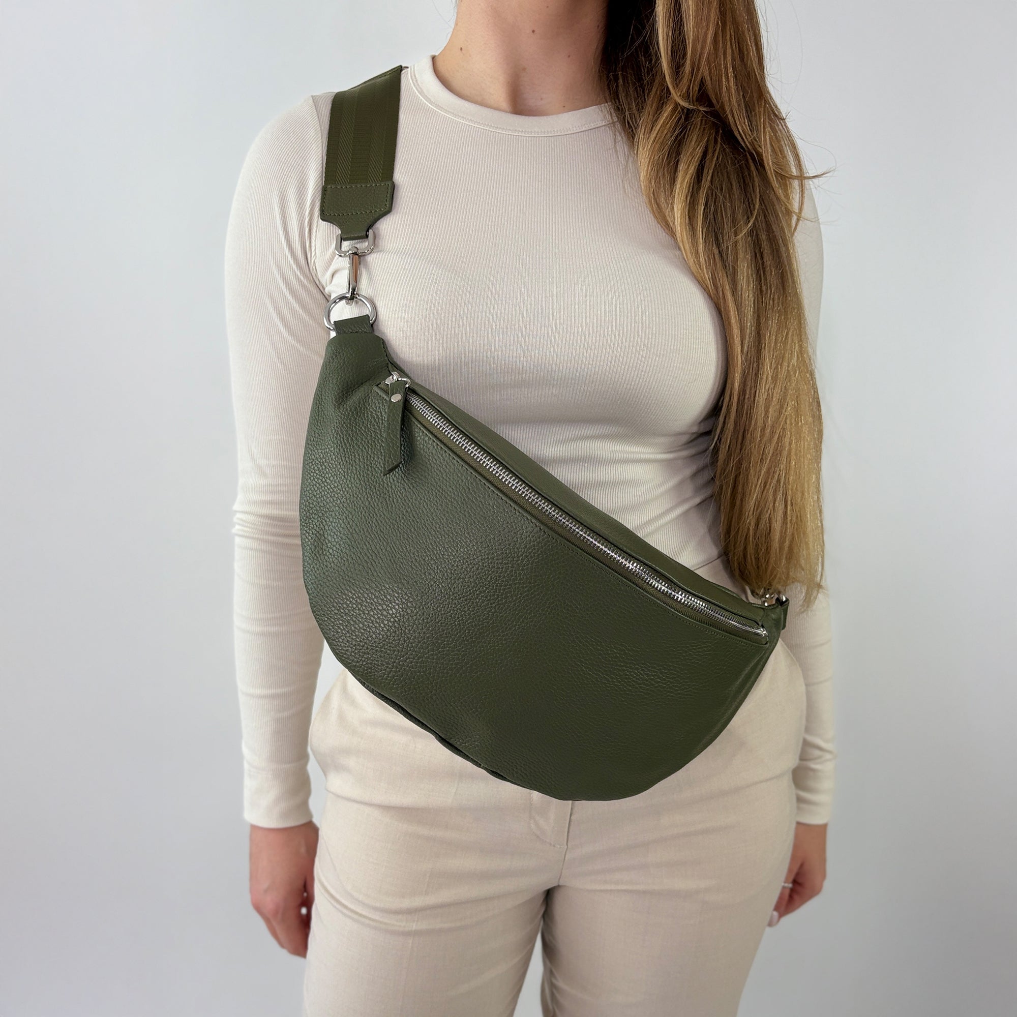 lepelou - leder - Bauchtasche - XL Bauchtasche LARA khaki - LPBLARKHAE5