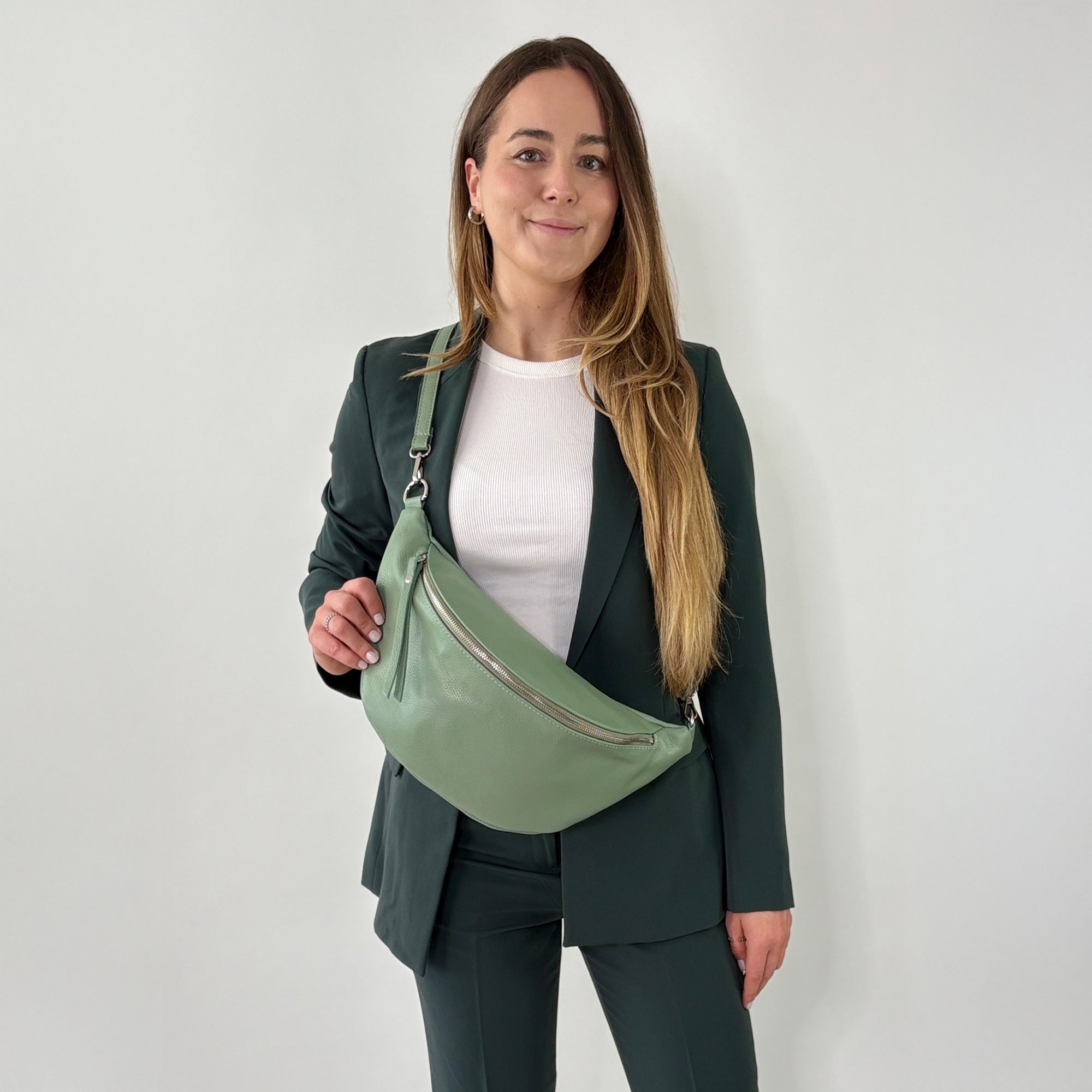 lepelou - leder - Bauchtasche - XL Bauchtasche LARA mint - LPBLARMINE