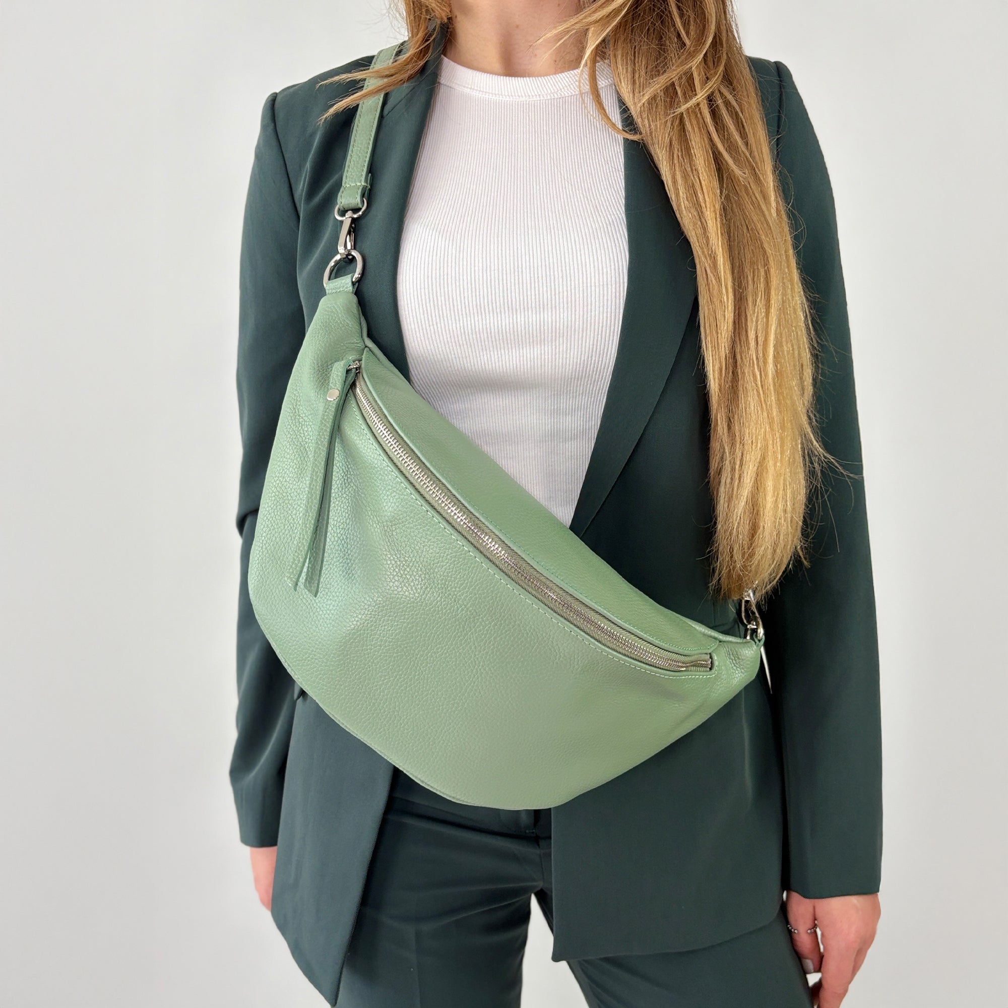 lepelou - leder - Bauchtasche - XL Bauchtasche LARA mint - LPBLARMINE