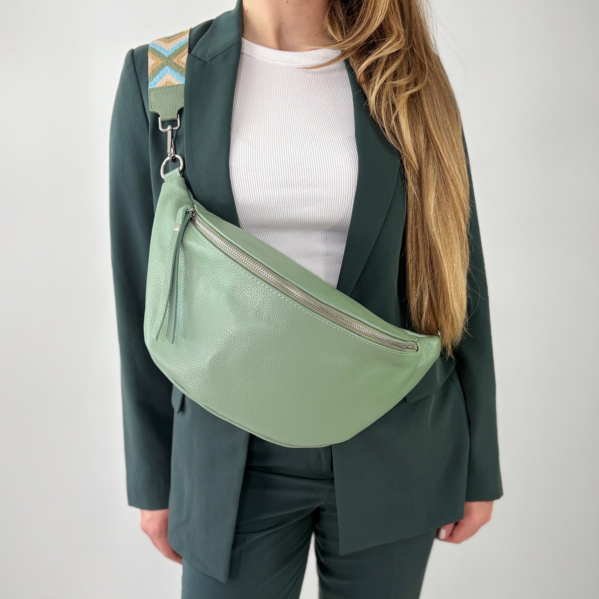 lepelou - leder - Bauchtasche - XL Bauchtasche LARA mint - LPBLARMINE1