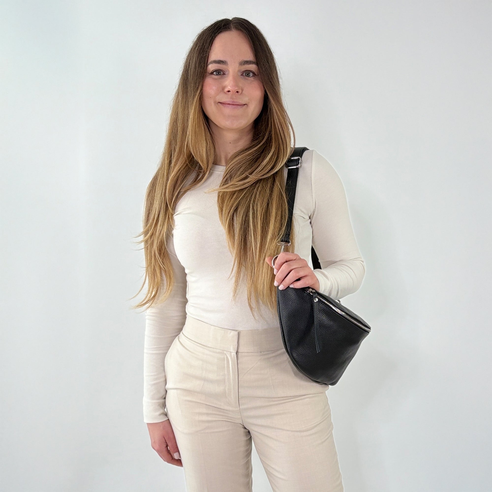lepelou - leder - Bauchtasche - XL Bauchtasche LARA schwarz - LPBLARSCHE