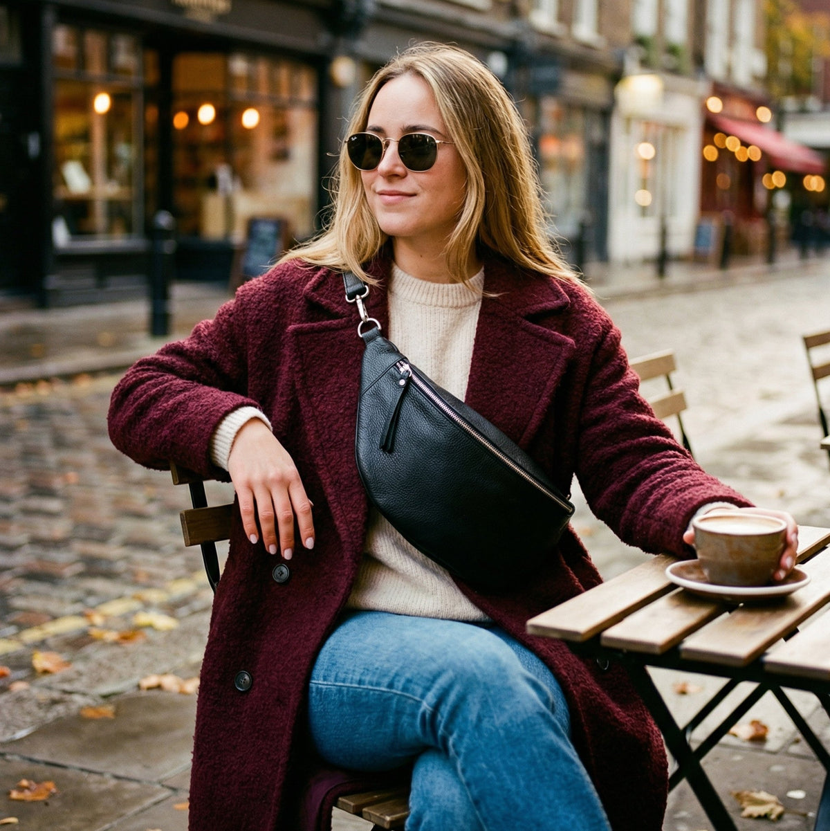 lepelou-leder-Bauchtasche-XL Bauchtasche LARA schwarz -LPBLARSCHE