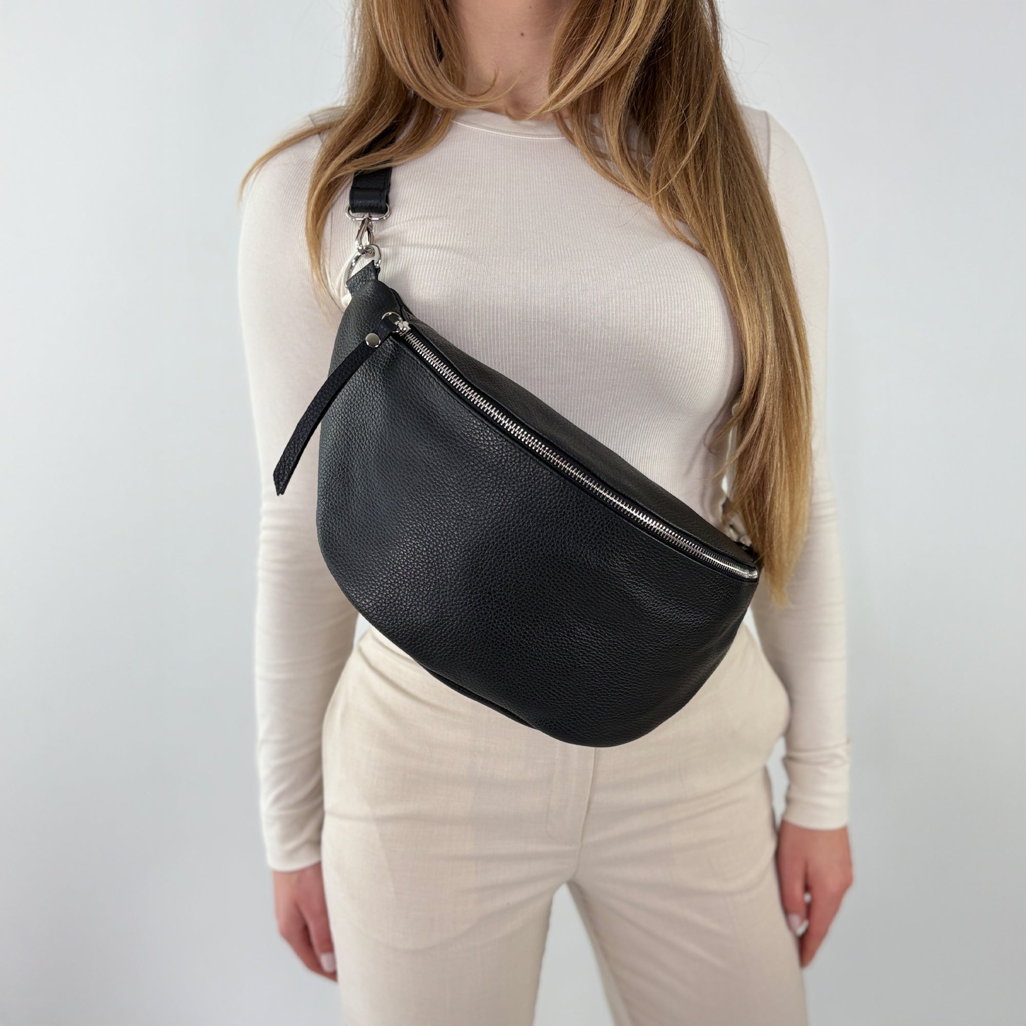 lepelou - leder - Bauchtasche - XL Bauchtasche LARA schwarz - LPBLARSCHE