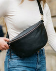lepelou-leder-Bauchtasche-XL Bauchtasche LARA schwarz -LPBLARSCHE