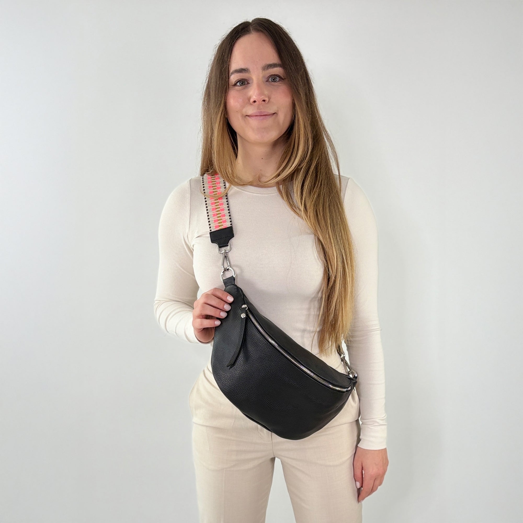 lepelou - leder - Bauchtasche - XL Bauchtasche LARA schwarz - LPBLARSCHE1