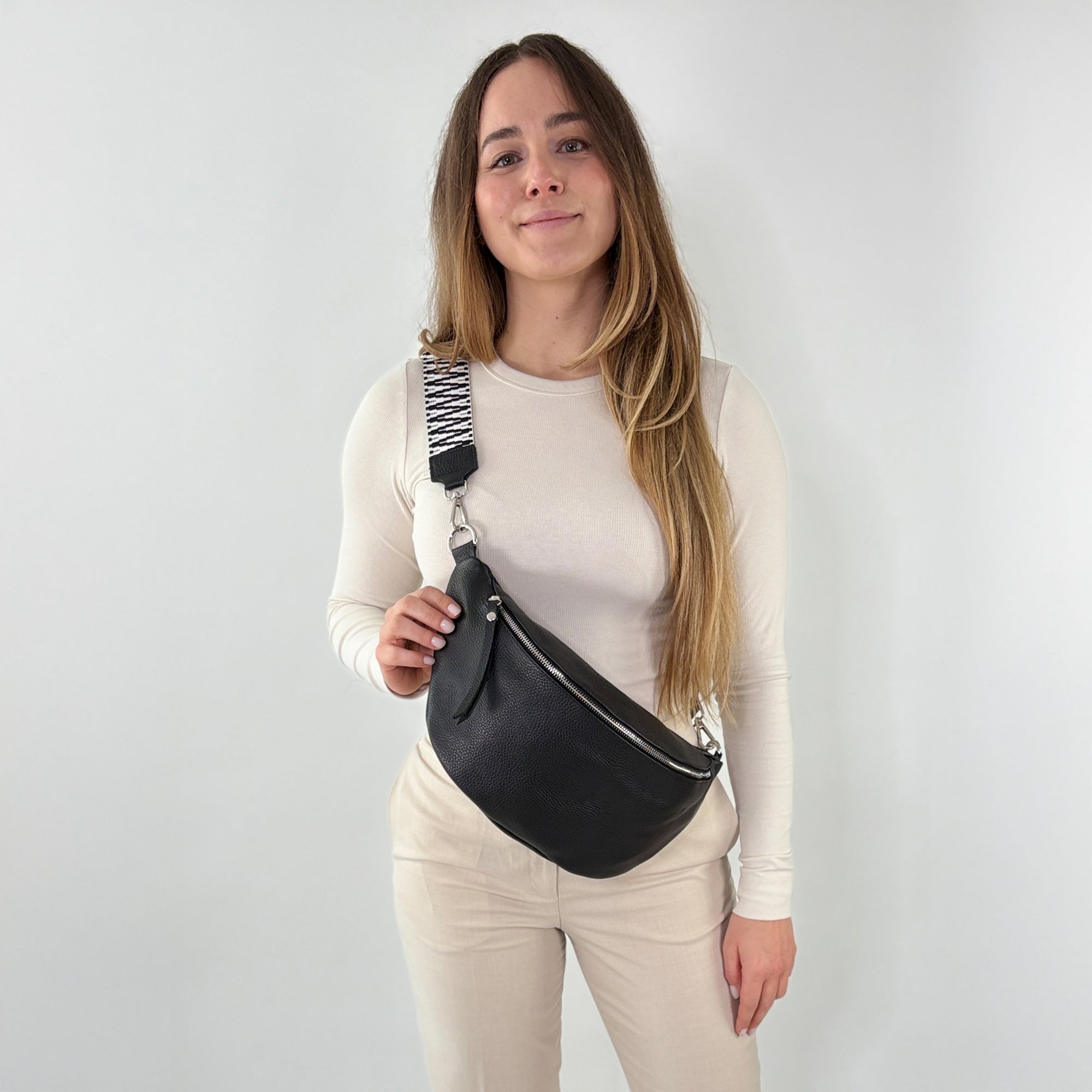 lepelou - leder - Bauchtasche - XL Bauchtasche LARA schwarz - LPBLARSCHE2