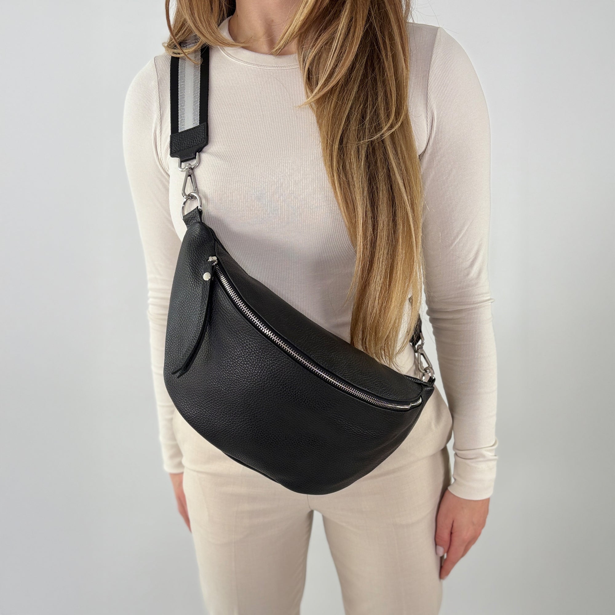 lepelou - leder - Bauchtasche - XL Bauchtasche LARA schwarz - LPBLARSCHE4