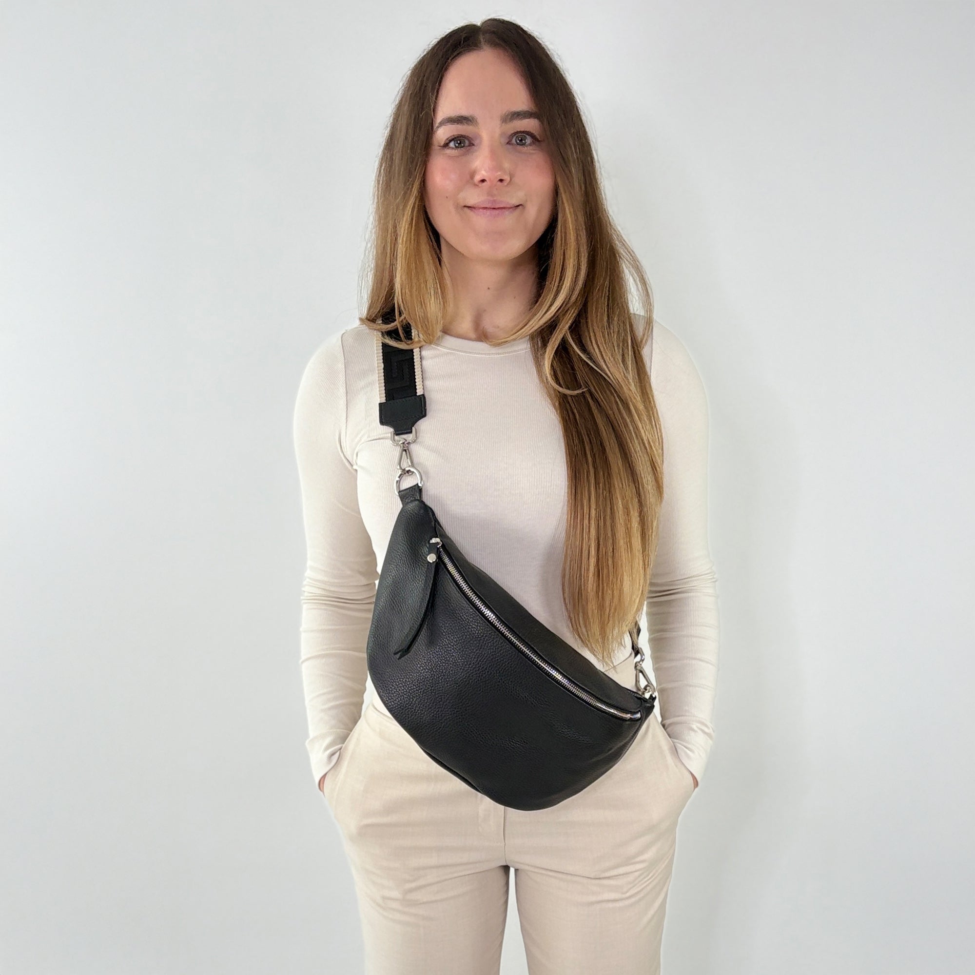 lepelou - leder - Bauchtasche - XL Bauchtasche LARA schwarz - LPBLARSCHE5