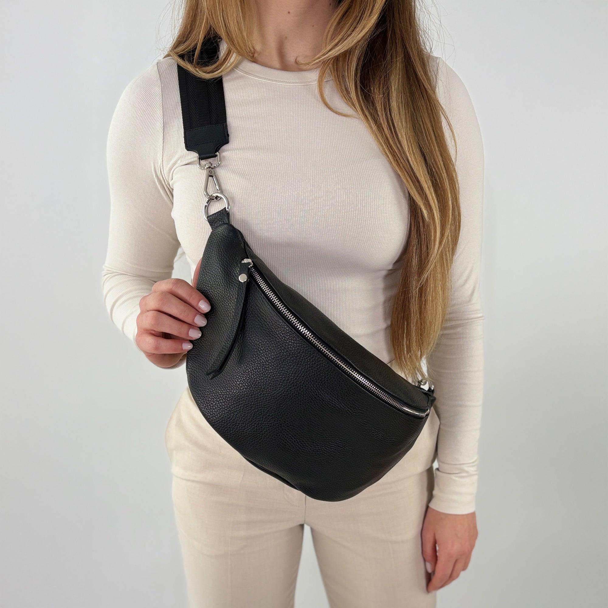 lepelou - leder - Bauchtasche - XL Bauchtasche LARA schwarz - LPBLARSCHE6