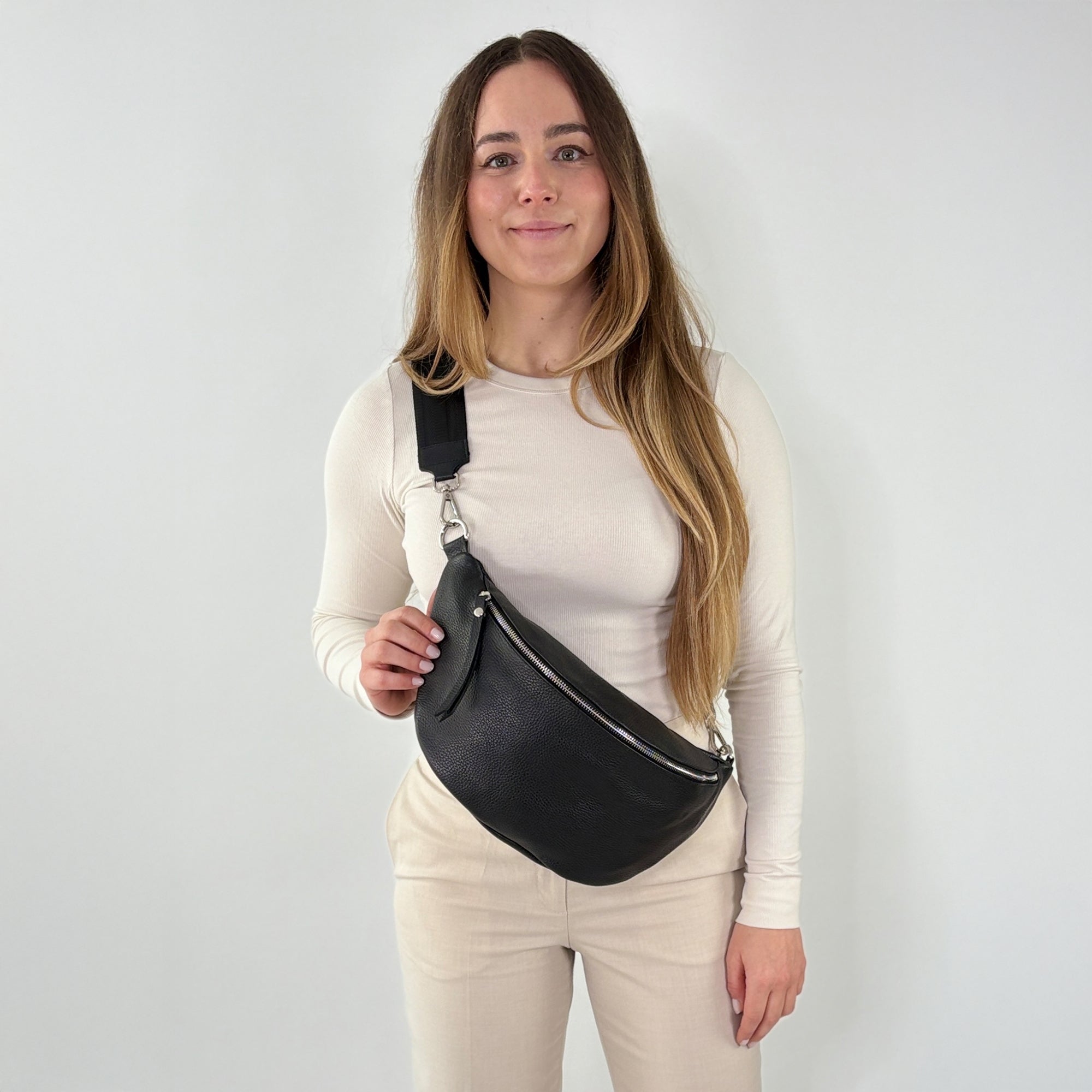 lepelou - leder - Bauchtasche - XL Bauchtasche LARA schwarz - LPBLARSCHE6
