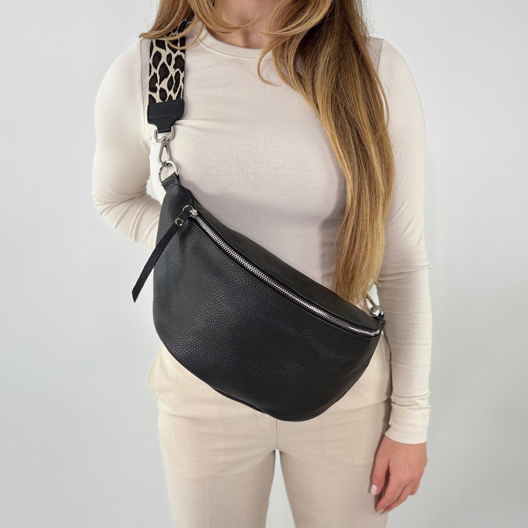 lepelou - leder - Bauchtasche - XL Bauchtasche LARA schwarz - LPBLARSCHE7