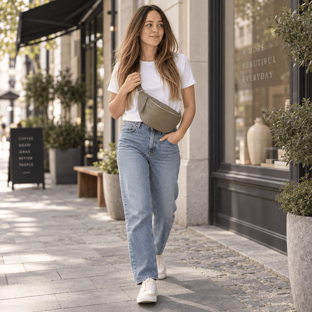lepelou-leder-Bauchtasche-XL Bauchtasche LARA taupe -LPBLARTAUE