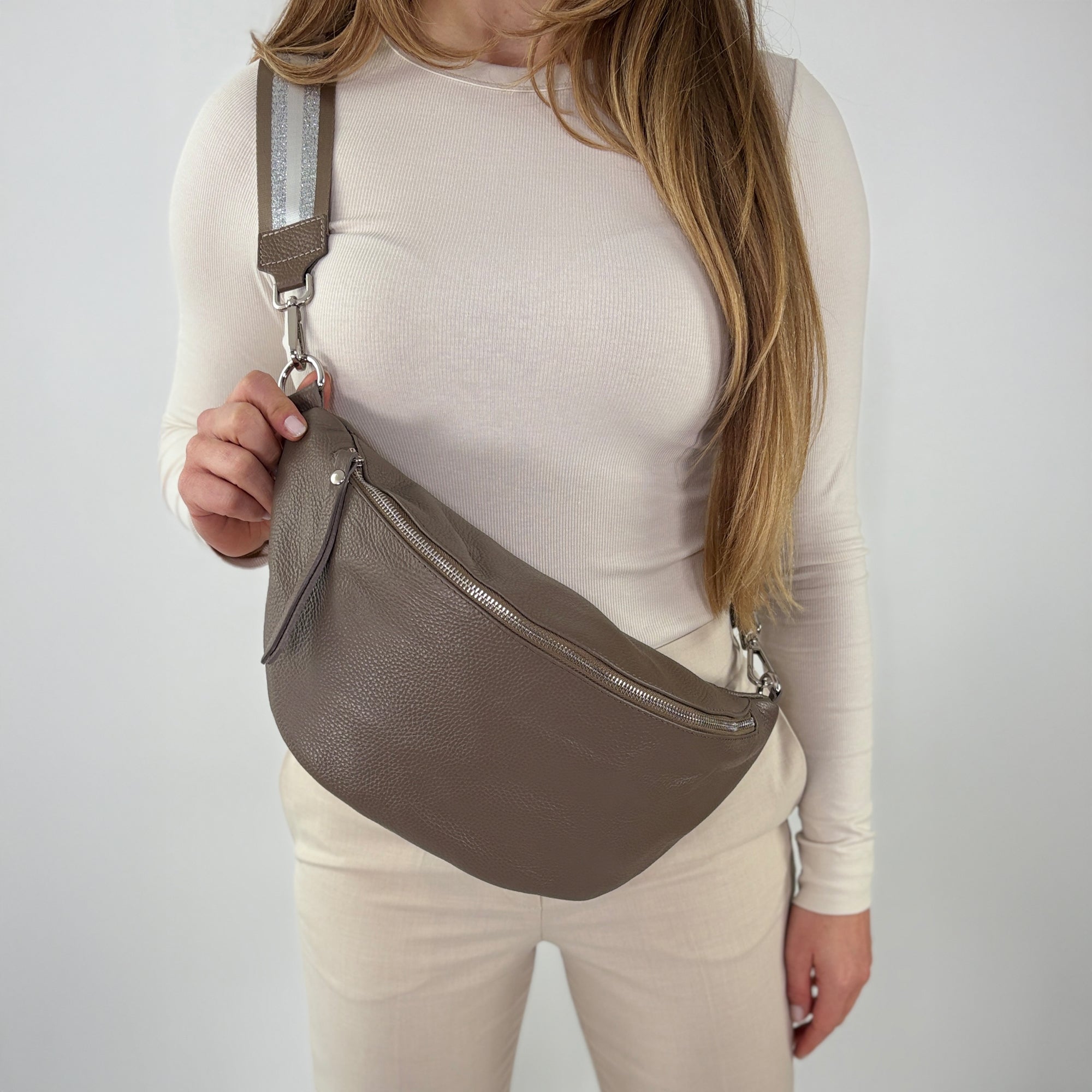 lepelou - leder - Bauchtasche - XL Bauchtasche LARA taupe - LPBLARTAUE5