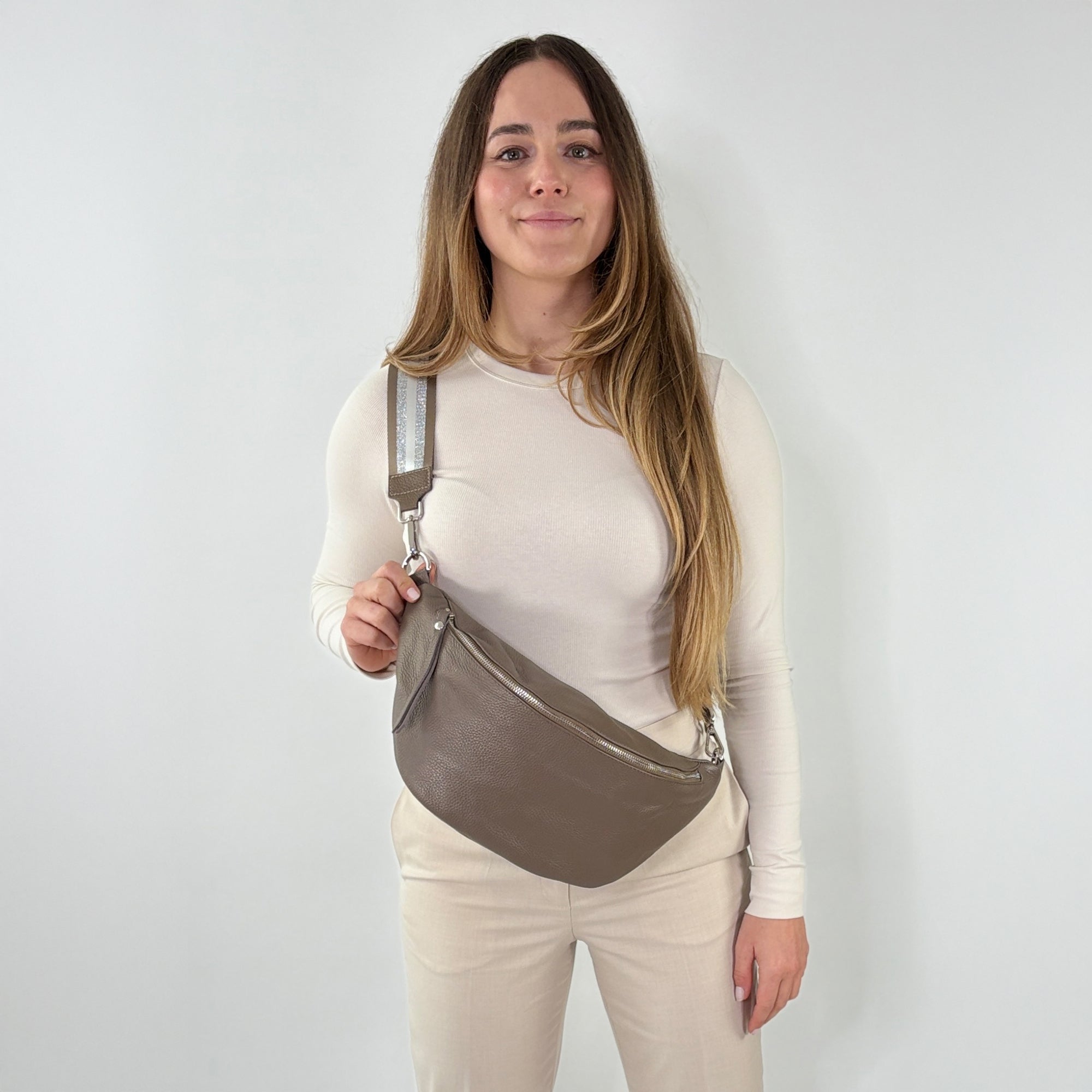 lepelou - leder - Bauchtasche - XL Bauchtasche LARA taupe - LPBLARTAUE5
