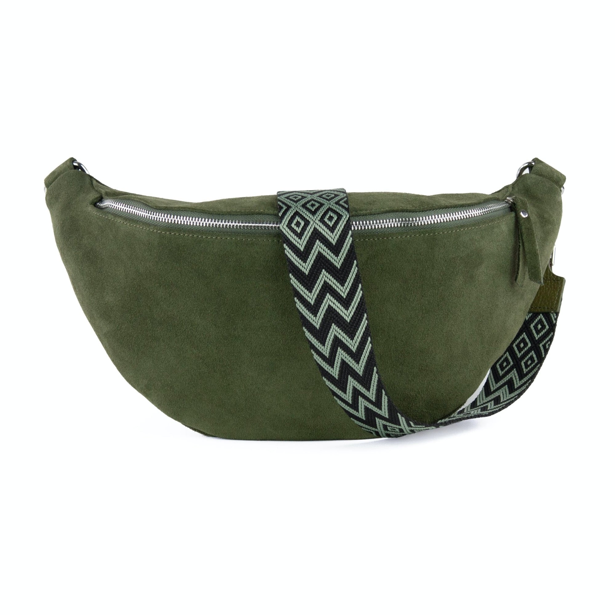 lepelou - leder - Bauchtasche - XL Wildleder Bauchtasche khaki mit Wechselgurt - LPBVALKHAXL2