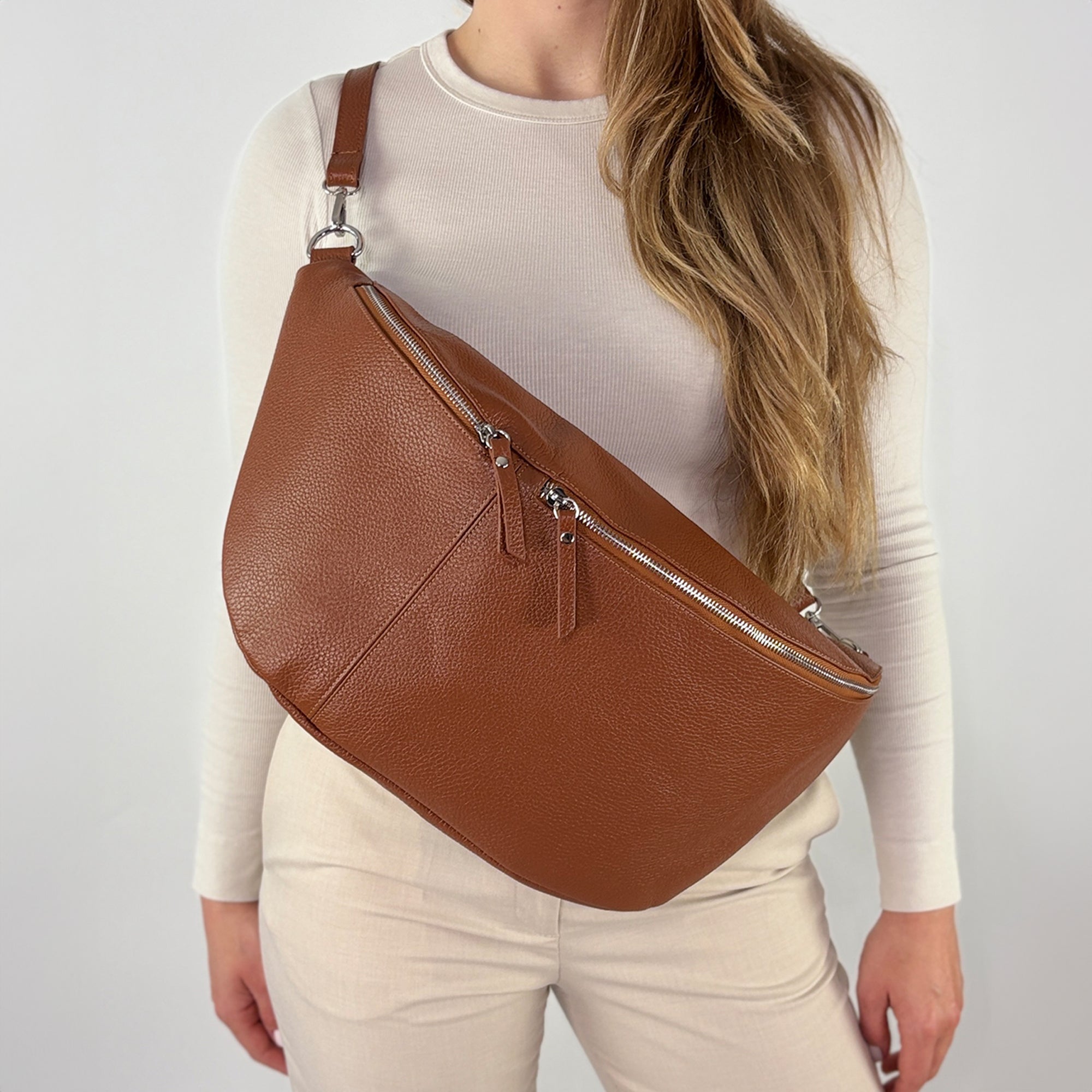 lepelou - leder - Bauchtasche - XXL Bauchtasche CLARA cognac - LPBCLACOGE