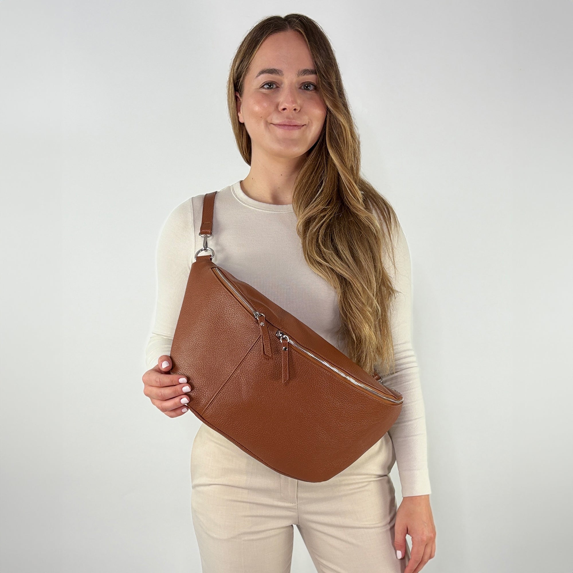 lepelou - leder - Bauchtasche - XXL Bauchtasche CLARA cognac - LPBCLACOGE