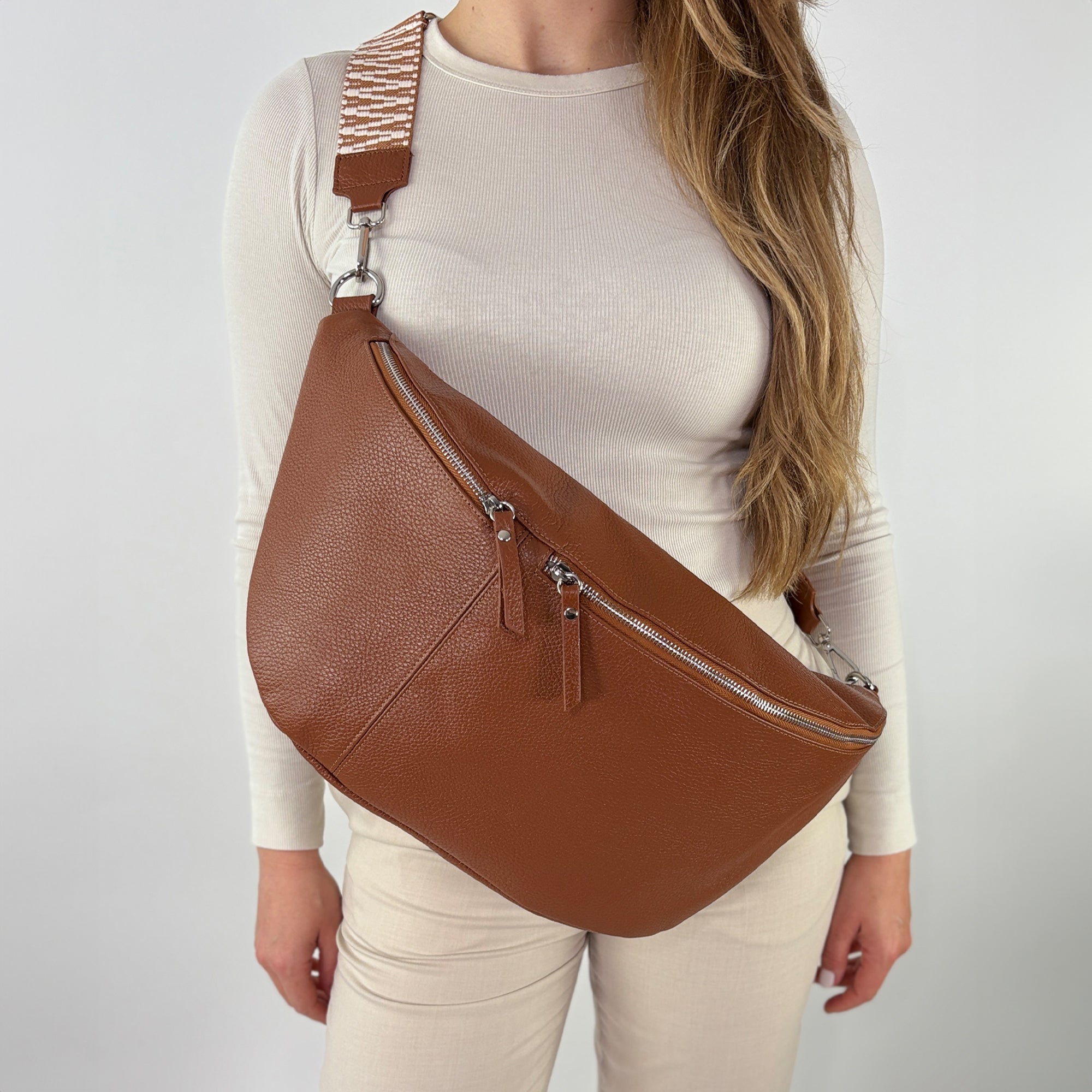 lepelou - leder - Bauchtasche - XXL Bauchtasche CLARA cognac - LPBCLACOGE1
