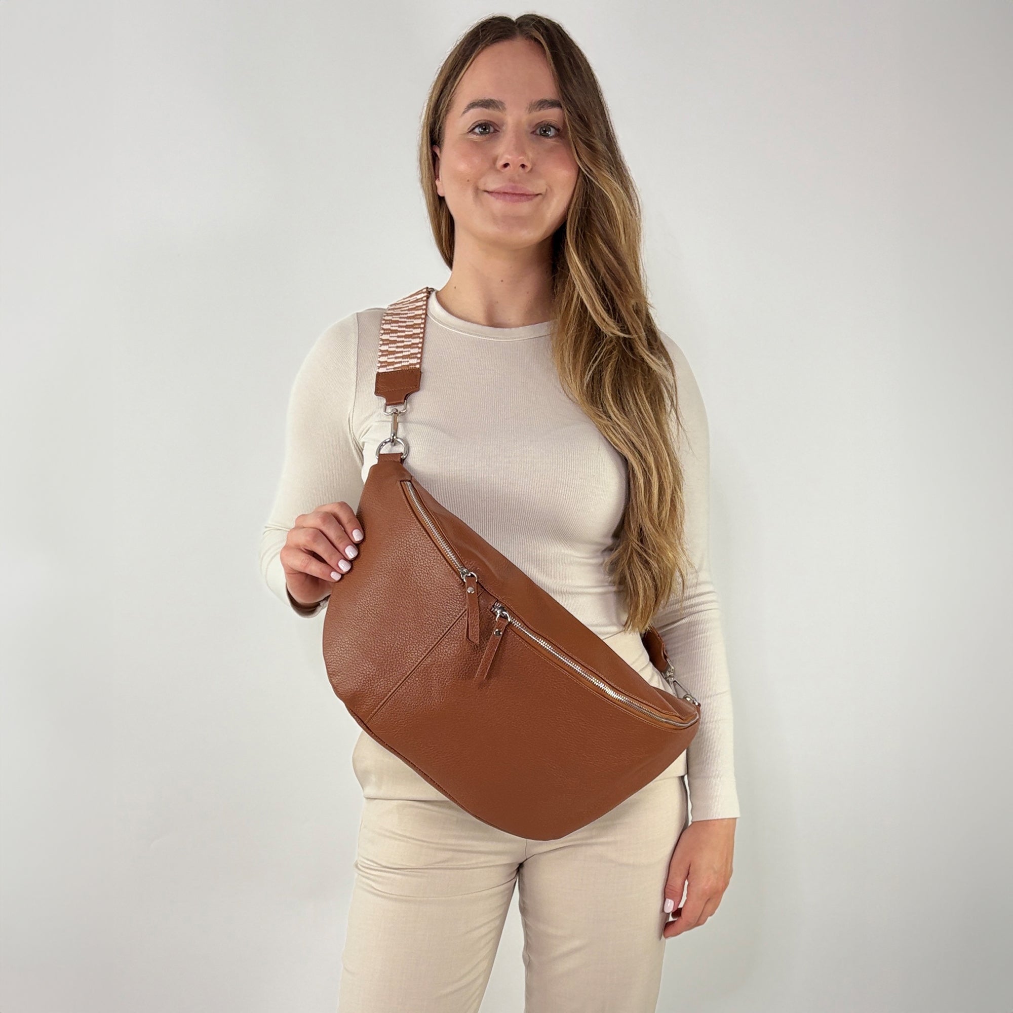 lepelou - leder - Bauchtasche - XXL Bauchtasche CLARA cognac - LPBCLACOGE1