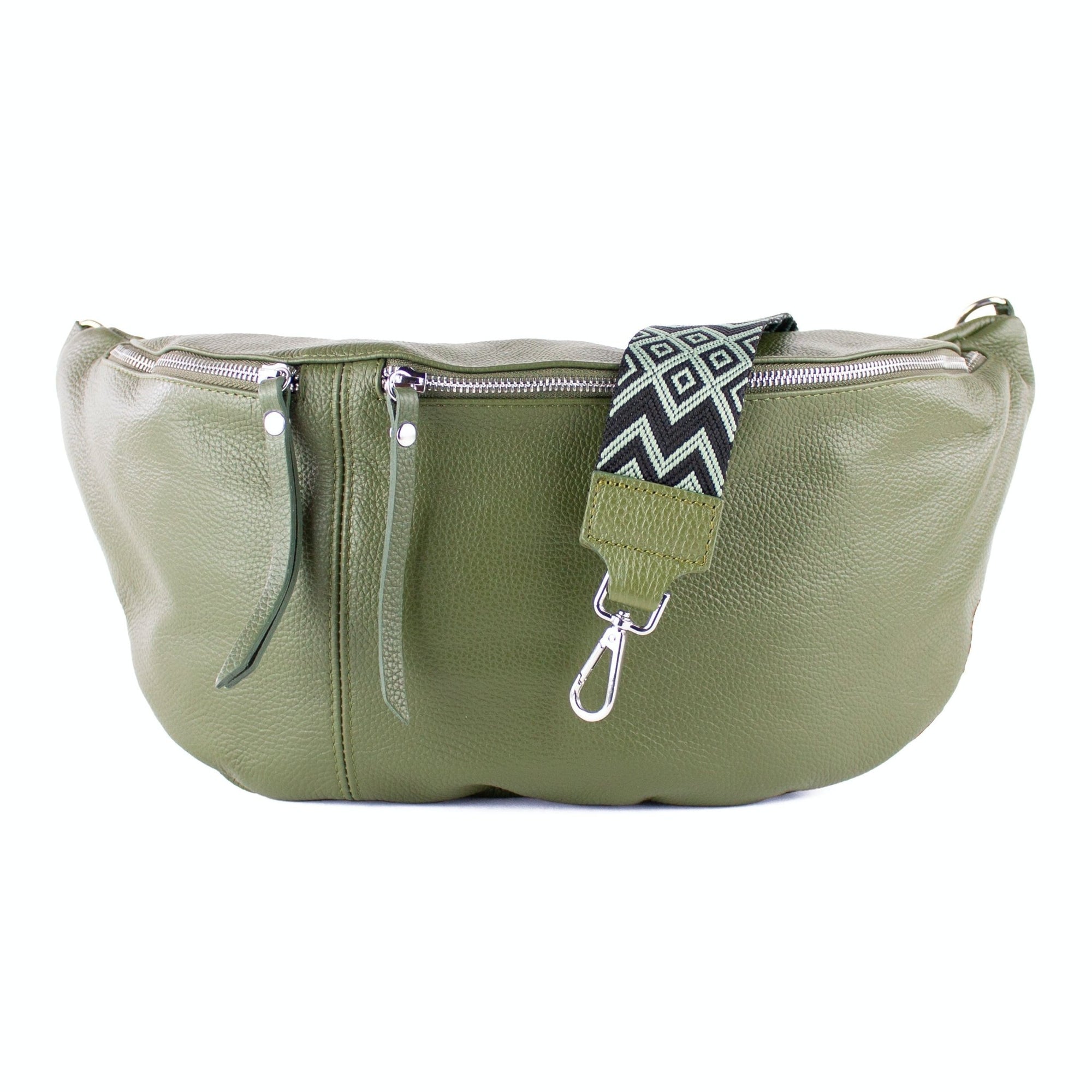 lepelou - leder - Bauchtasche - XXL Bauchtasche CLARA khaki - LPBCLAKHAE2