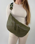 lepelou - leder - Bauchtasche - XXL Bauchtasche CLARA khaki - LPBCLAKHAE4