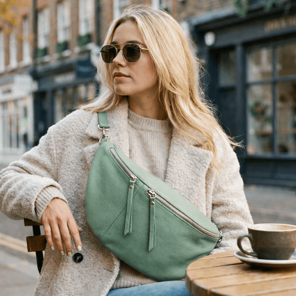 lepelou-leder-Bauchtasche-XXL Bauchtasche CLARA mint -LPBCLAMINE