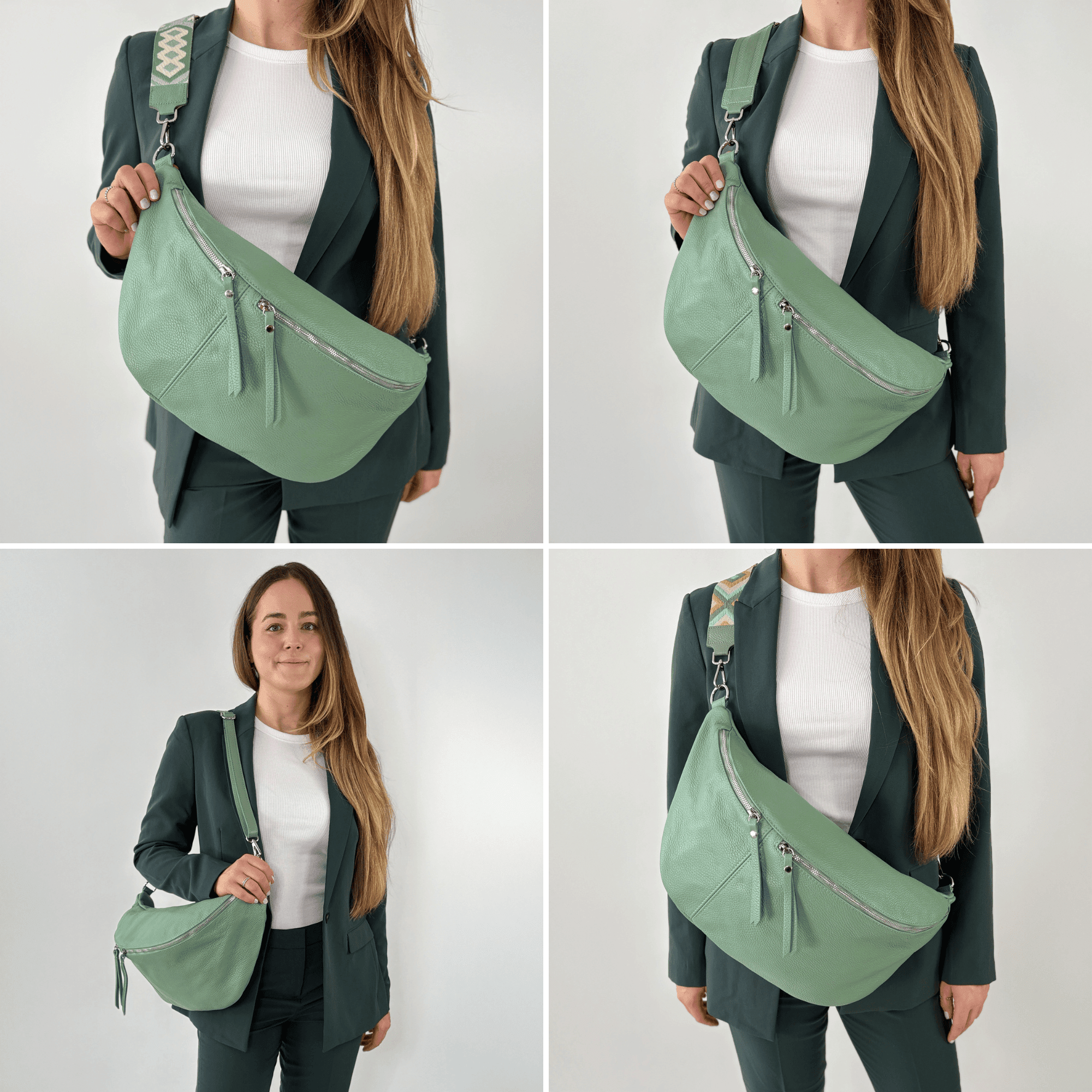 lepelou - leder - Bauchtasche - XXL Bauchtasche CLARA mint - LPBCLAMINE
