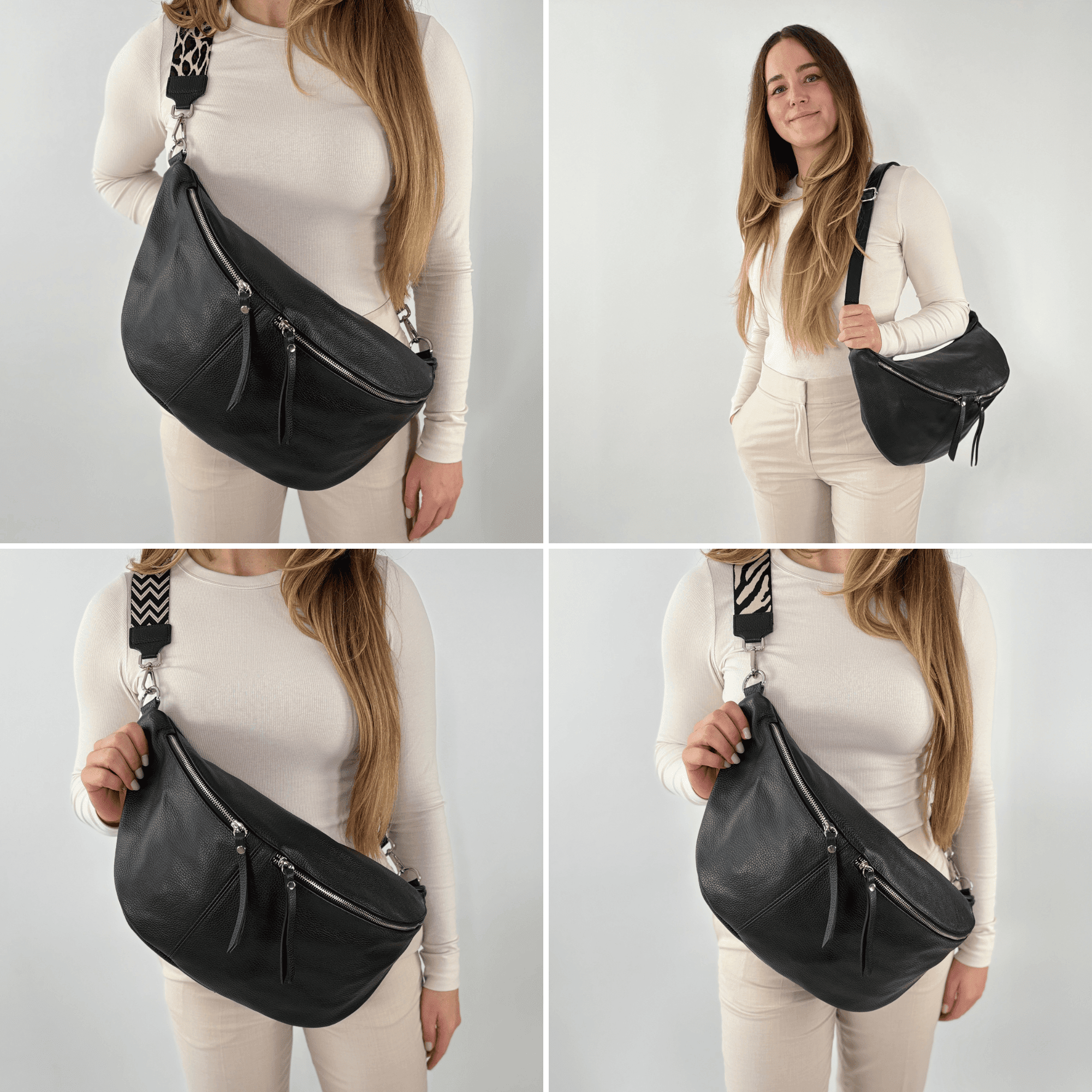 lepelou - leder - Bauchtasche - XXL Bauchtasche CLARA schwarz - LPBCLASCHE