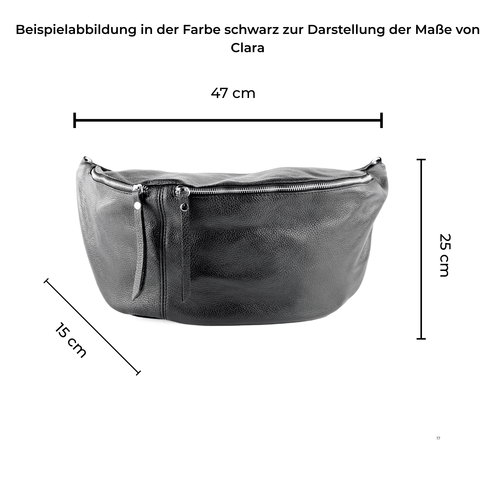 lepelou - leder - Bauchtasche - XXL Bauchtasche CLARA schwarz - LPBCLASCHE