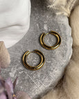 lepelou - leder - Breite Creolen 25mm gold - 