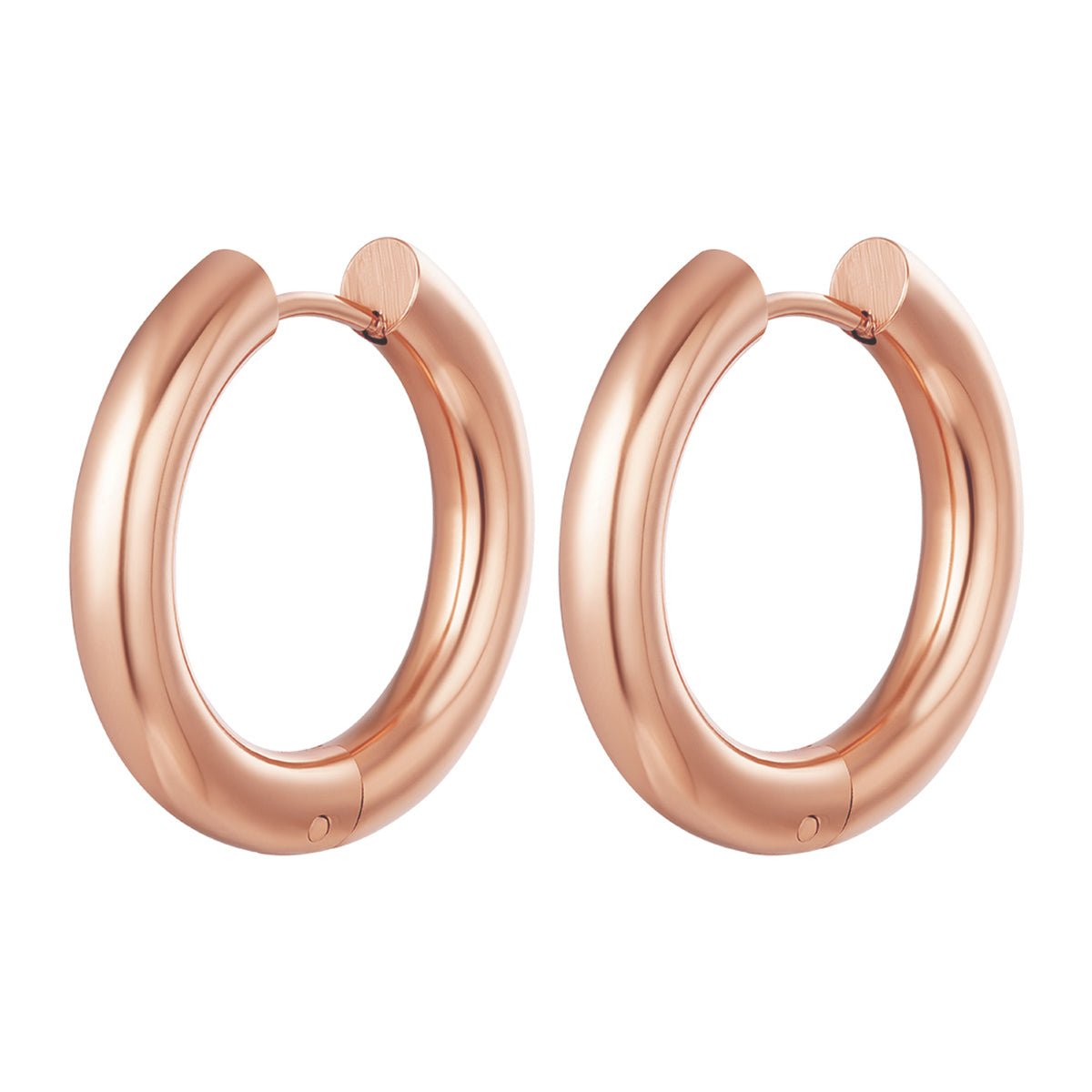 lepelou - leder - Breite Creolen 25mm Roségold - LPSOBCROS25