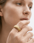lepelou - leder - Breiter Ring gold - LPSRBREGOL