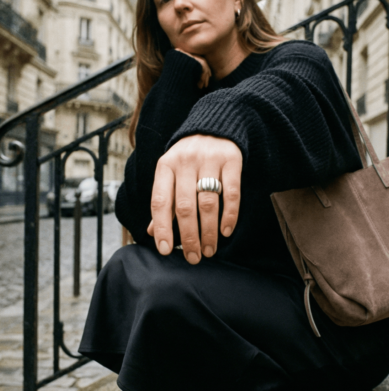 lepelou - leder - Breiter Ring silber - LPSRBRESIL