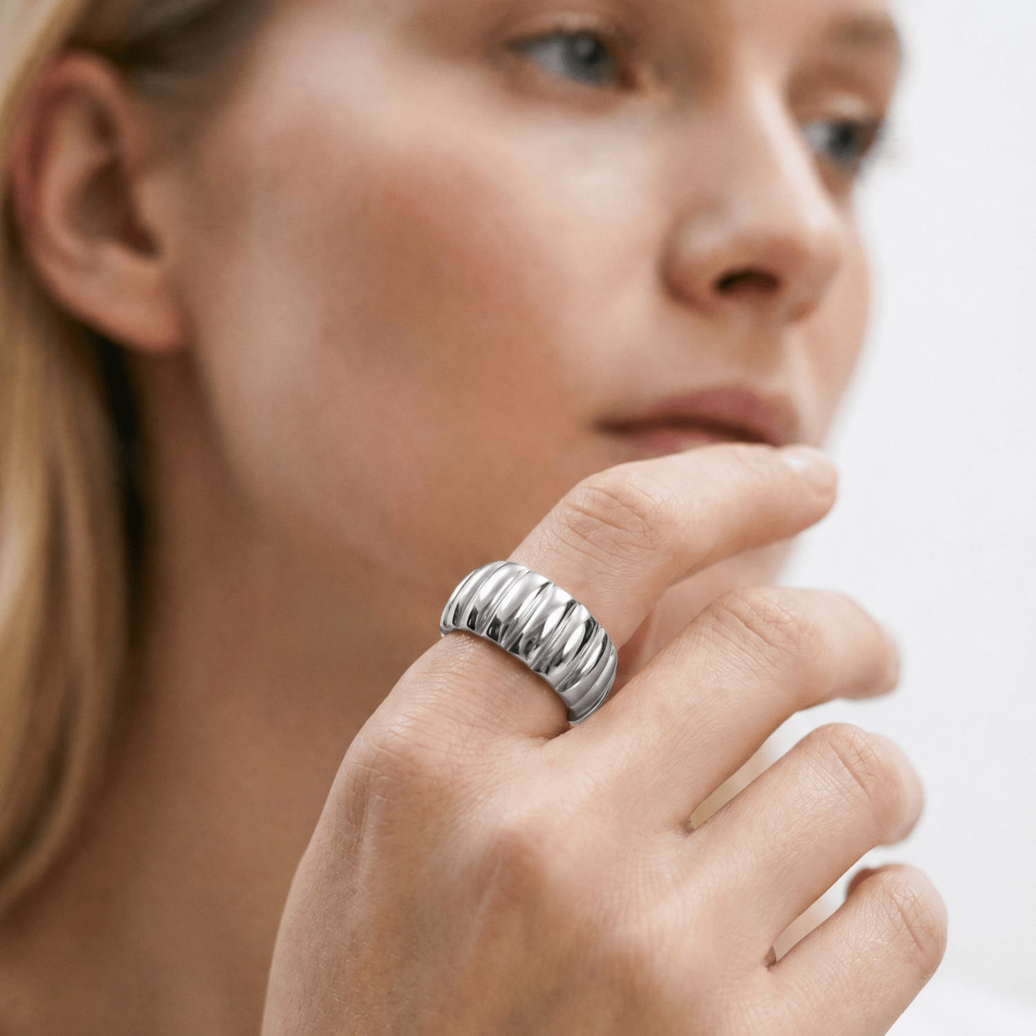 lepelou - leder - Breiter Ring silber - LPSRBRESIL
