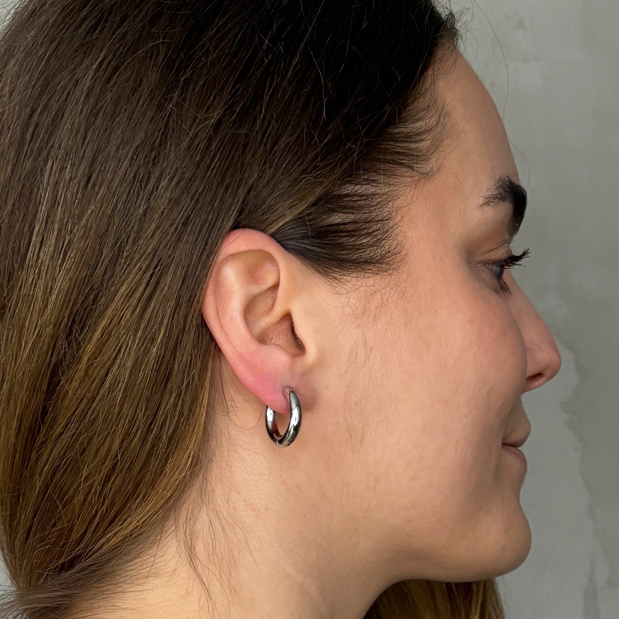lepelou - leder - Chunky Creolen 20mm silber - LPSOBCSIL20