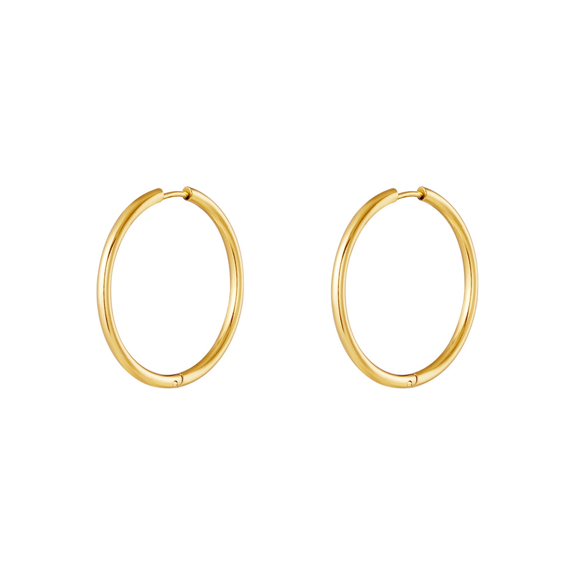 lepelou - leder - Creolen 35mm gold - 